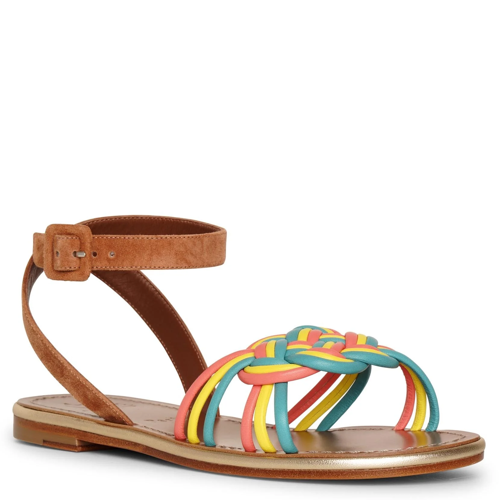 Ella flat leather and suede sandals - Image 3