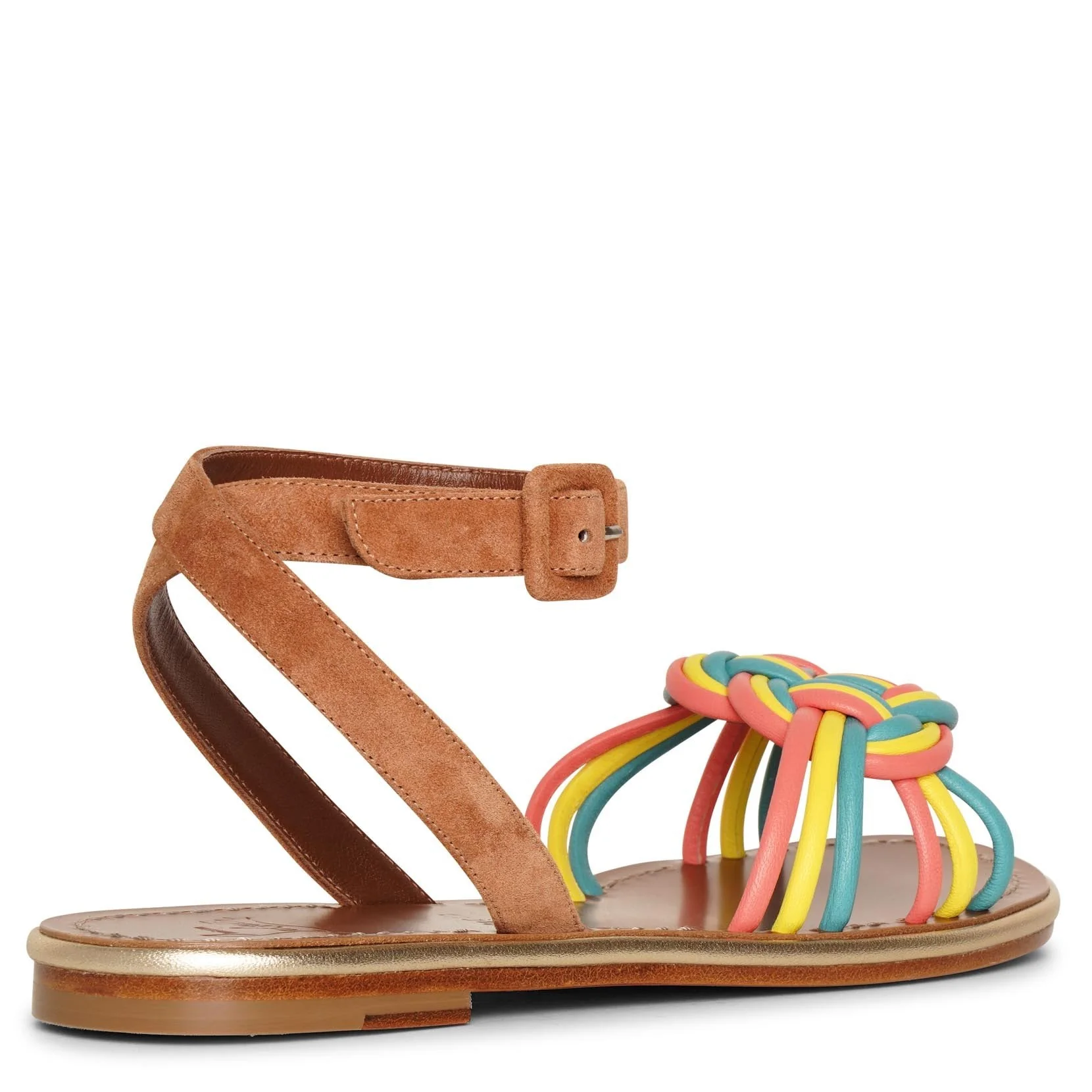 Ella flat leather and suede sandals - Image 4