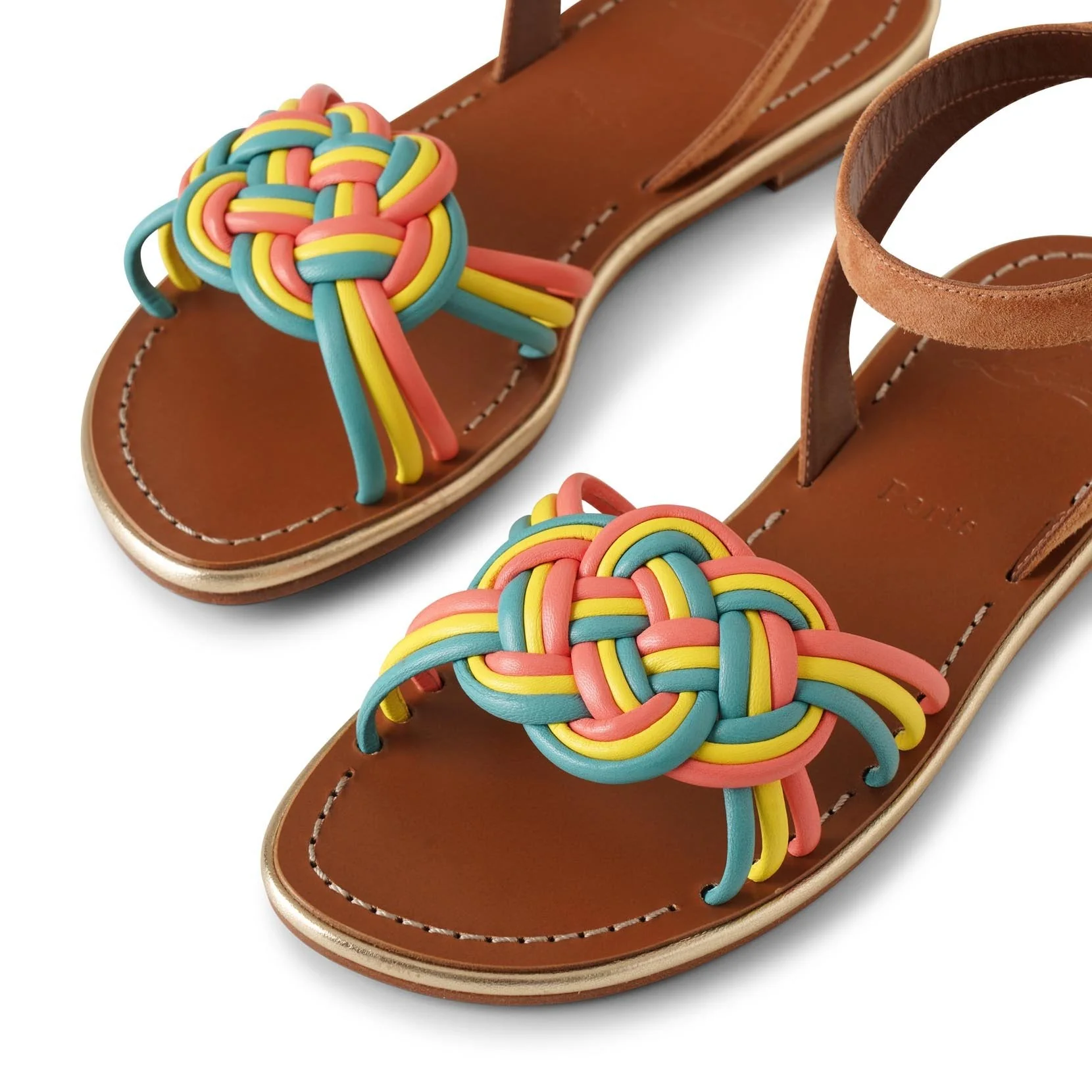 Ella flat leather and suede sandals - Image 5