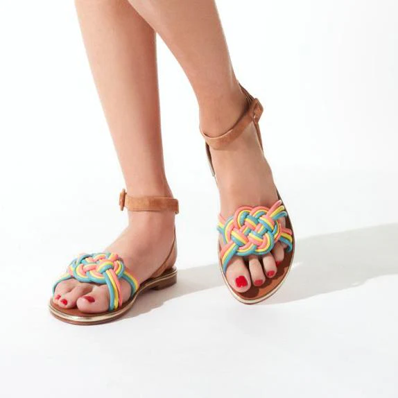 Ella flat leather and suede sandals - Image 6