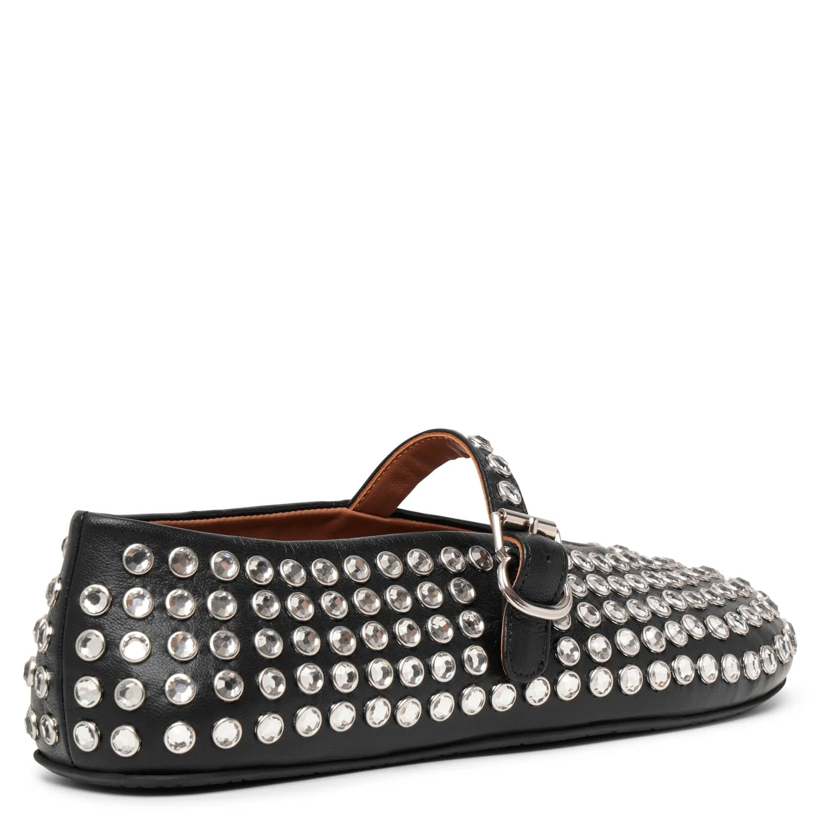 Embellished black leather ballet flats - Image 4