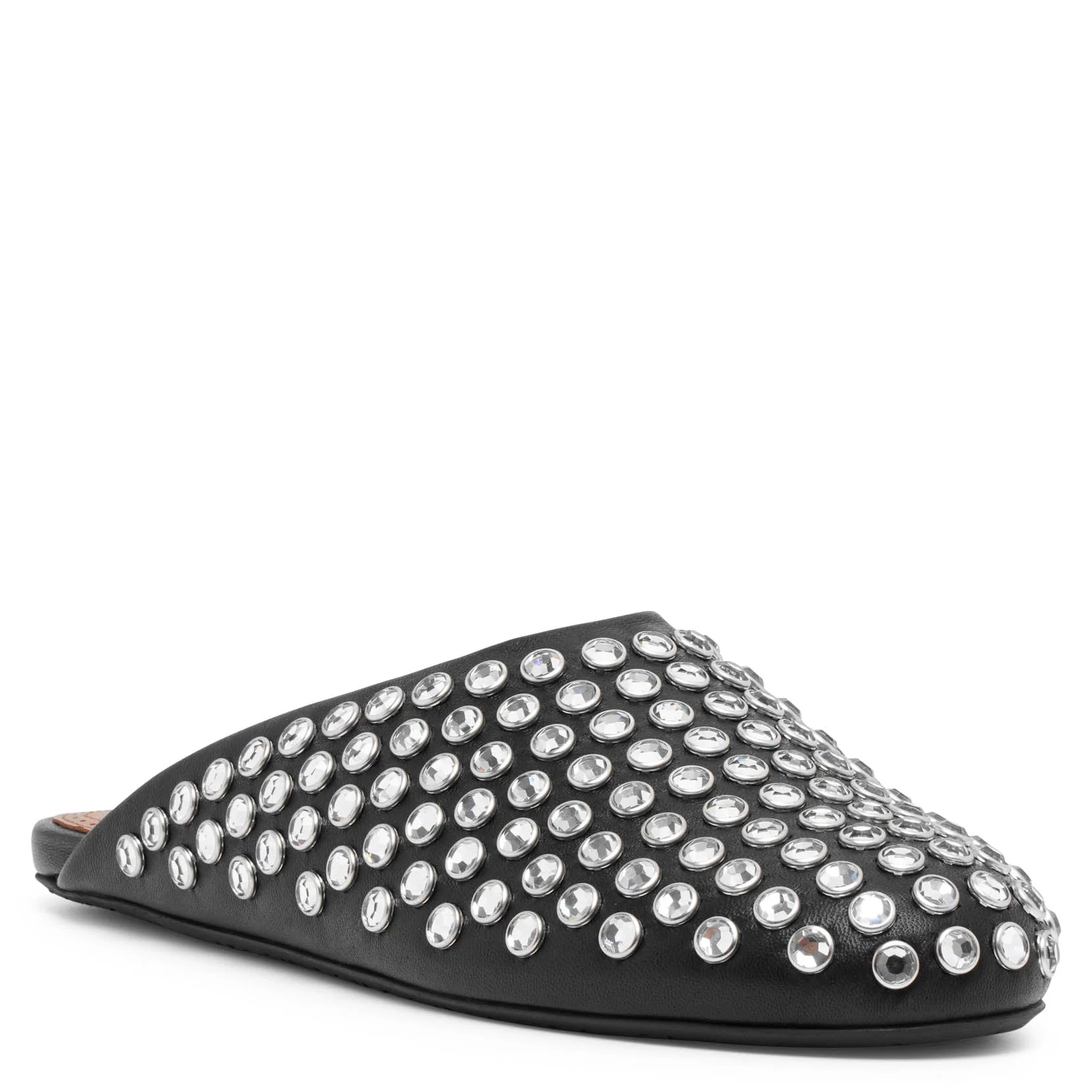 Embellished black leather mule flats - Image 3