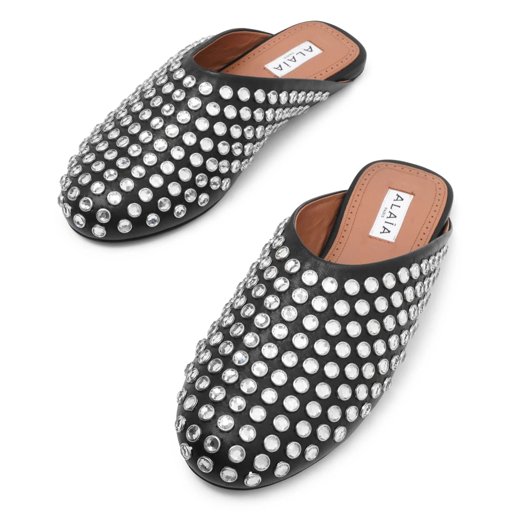 Embellished black leather mule flats - Image 5