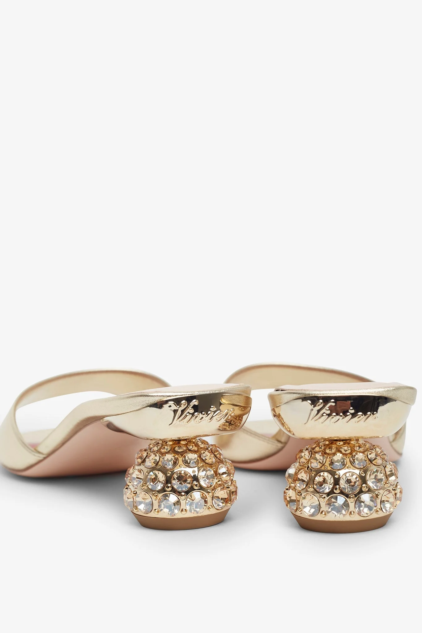 Embellished gold leather mules - Image 3