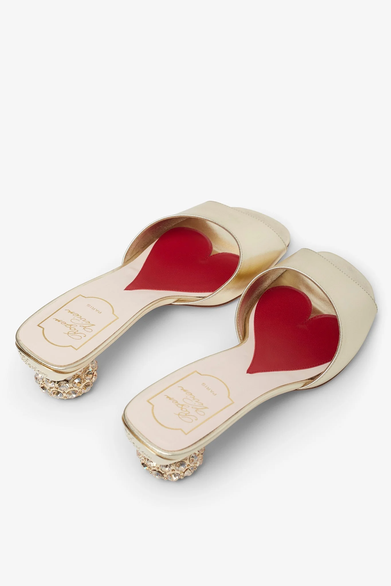 Embellished gold leather mules - Image 4