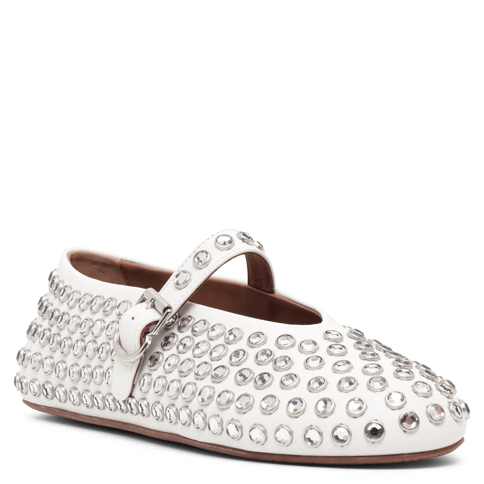 Embellished white leather ballet flats - Image 3