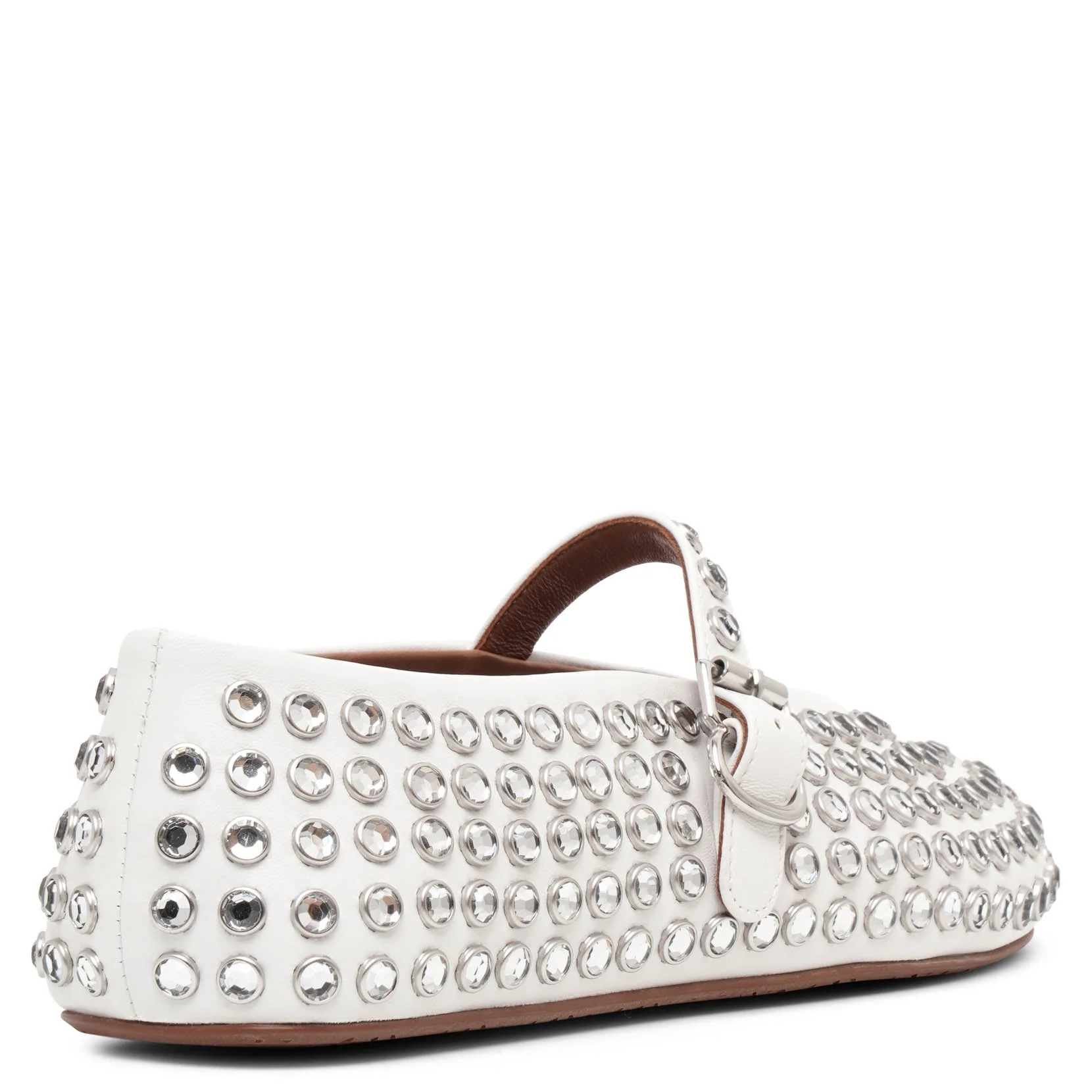 Embellished white leather ballet flats - Image 4