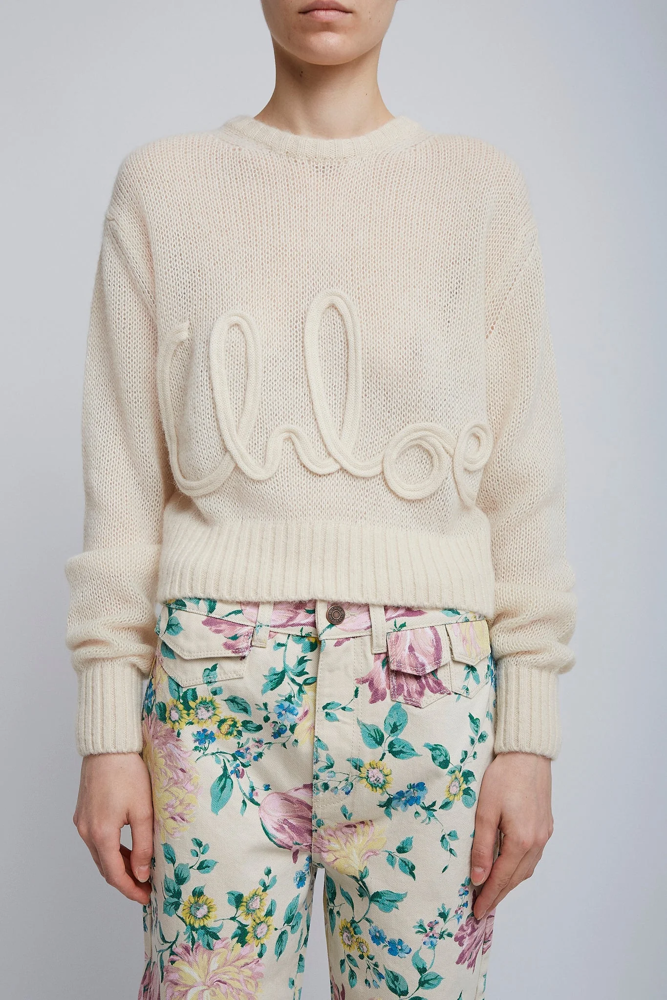 Embroidered alpaca silk knit sweater - Image 2