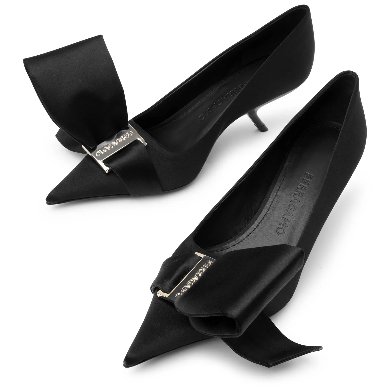 Erica 55 black satin bow pumps - Image 5