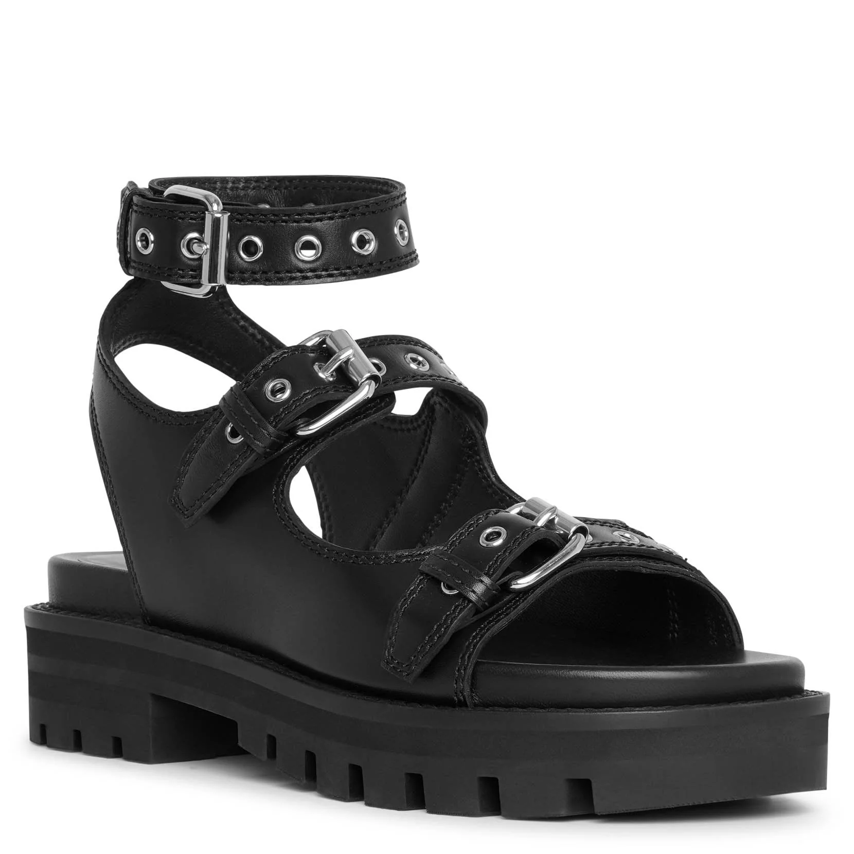 Eyelet leather chunky sandals - Image 3