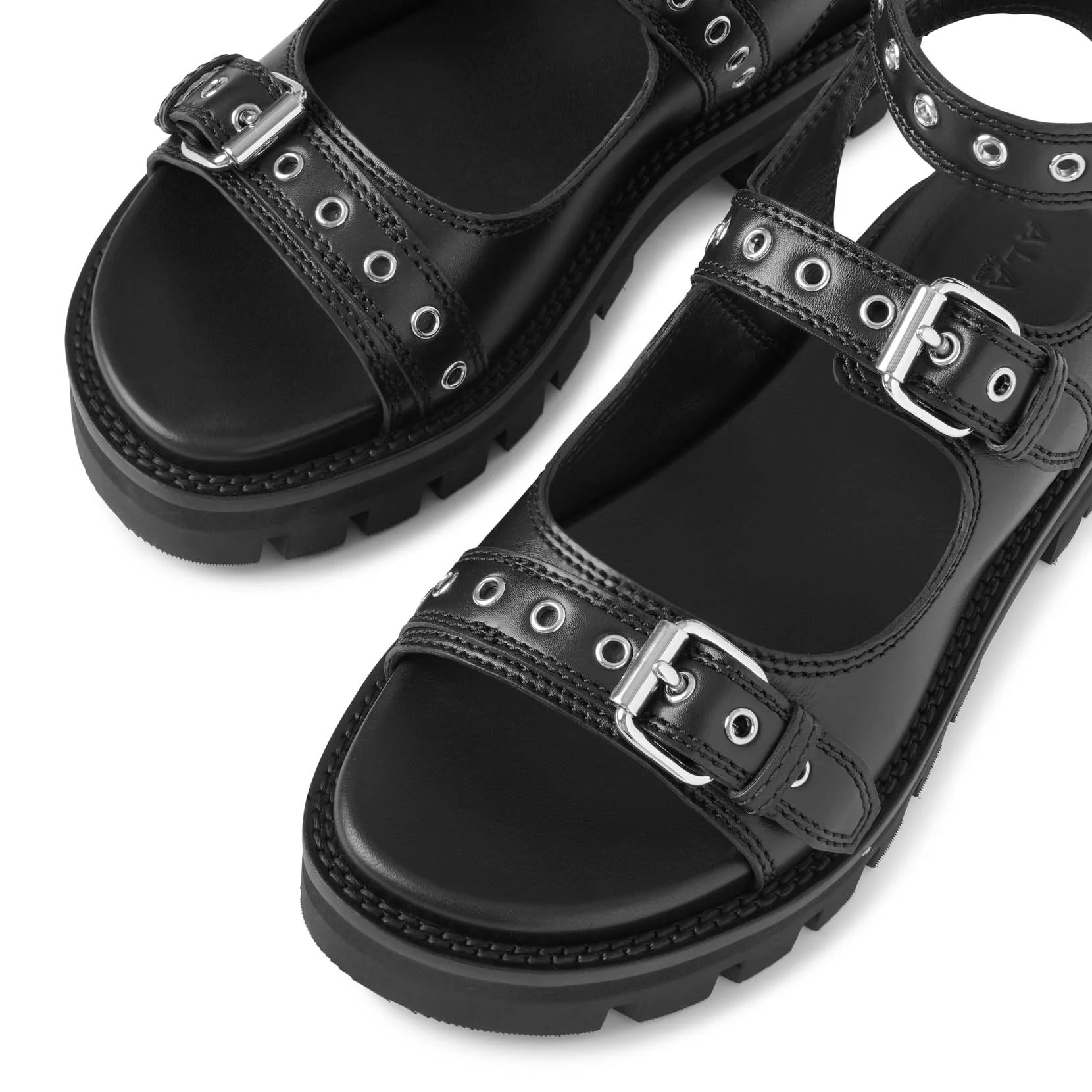 Eyelet leather chunky sandals - Image 5