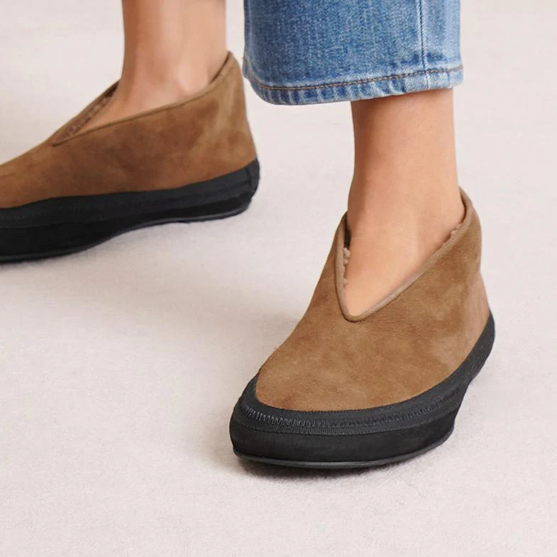 Fairy brown shearling flat shoes - Image 6
