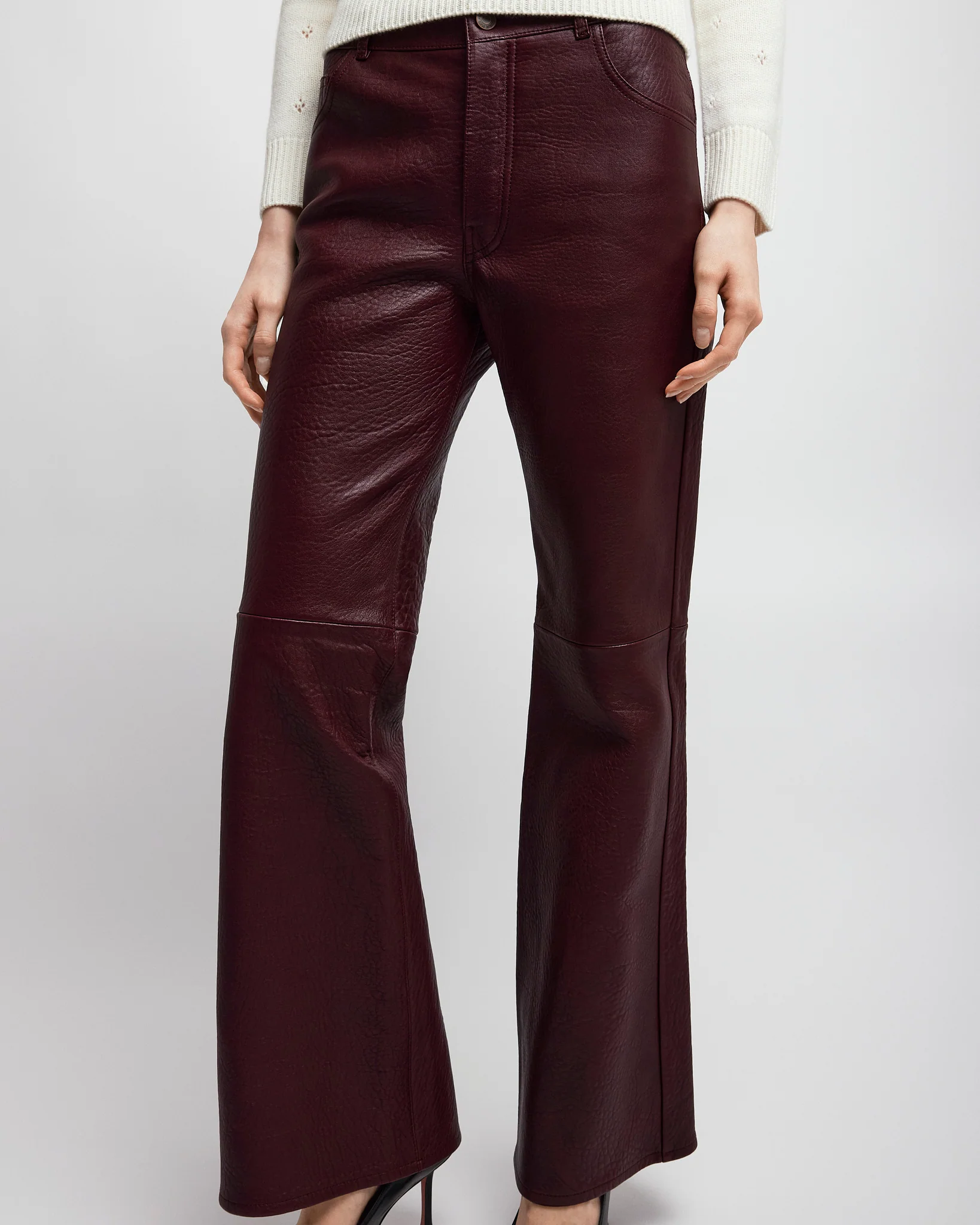 Flared trousers in leather - Image 2