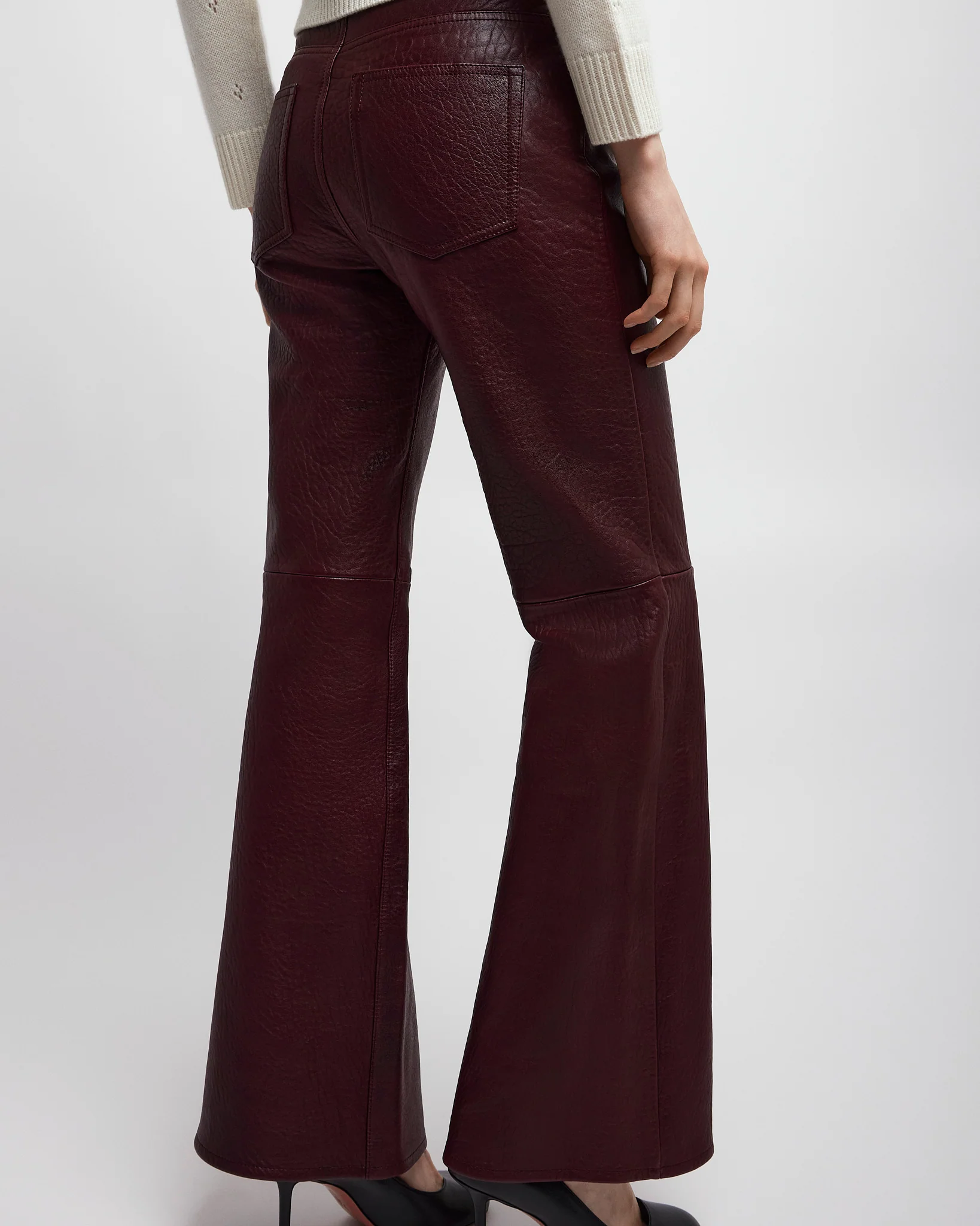Flared trousers in leather - Image 3