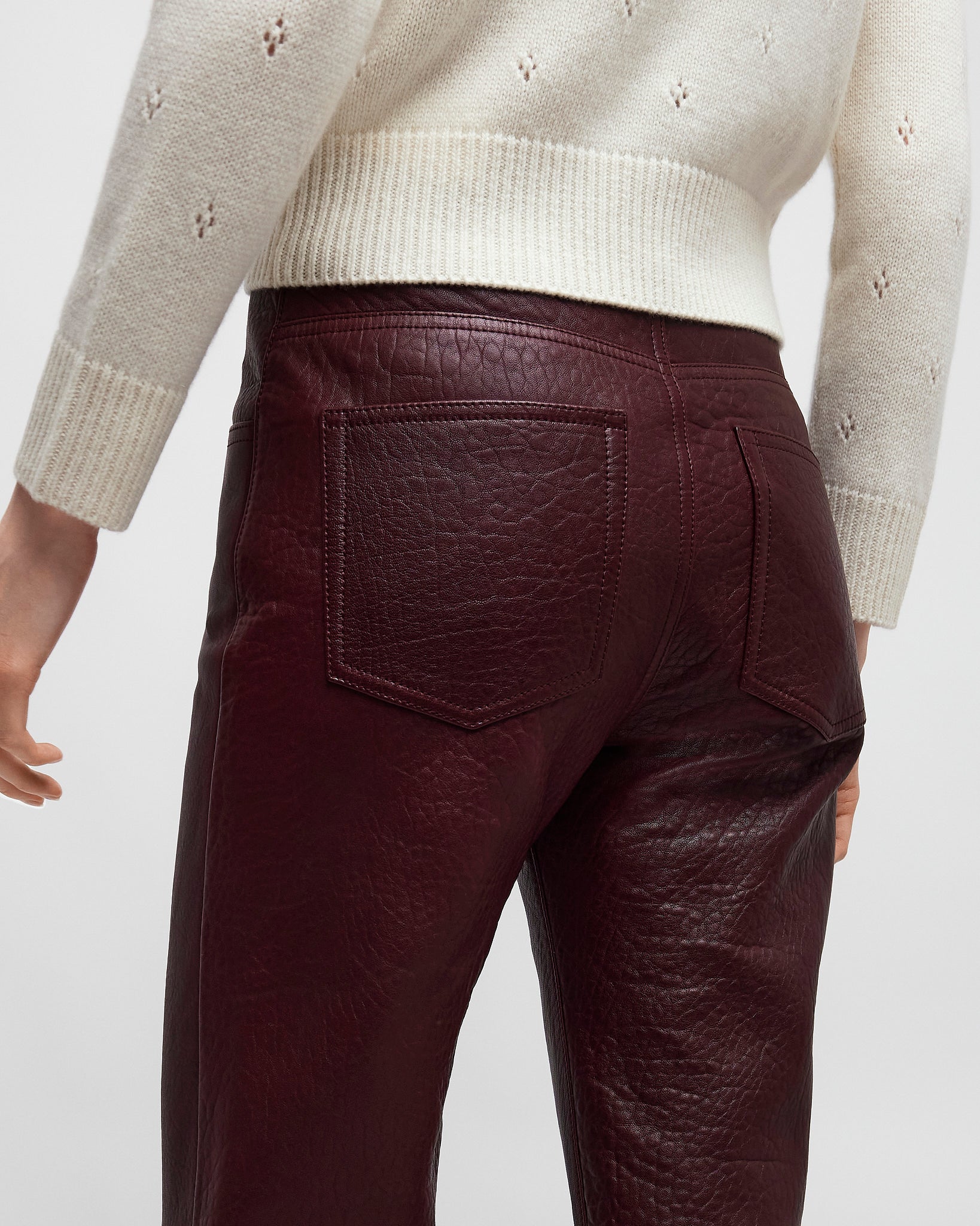 Flared trousers in leather - Image 4