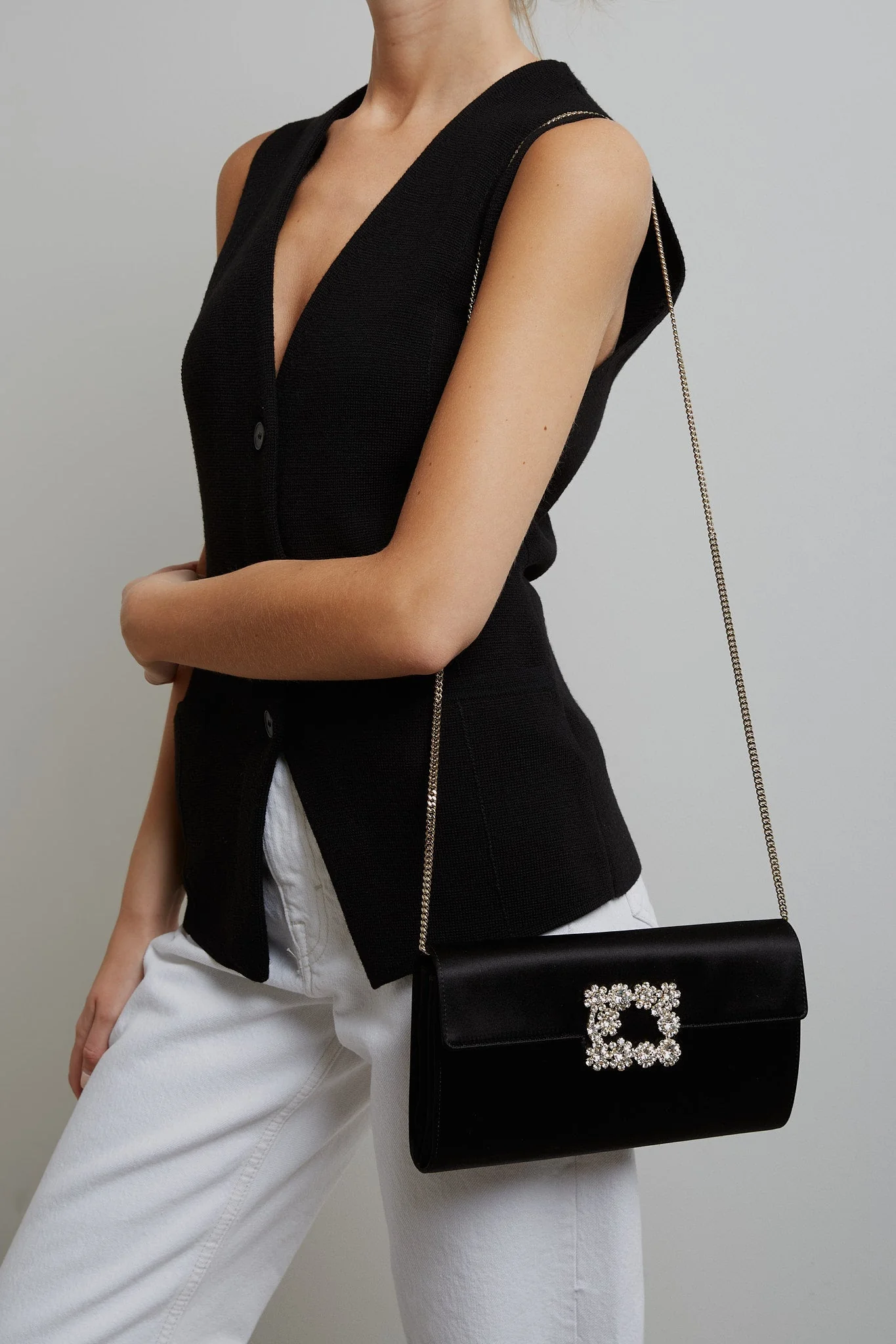 Flower black satin clutch - Image 6