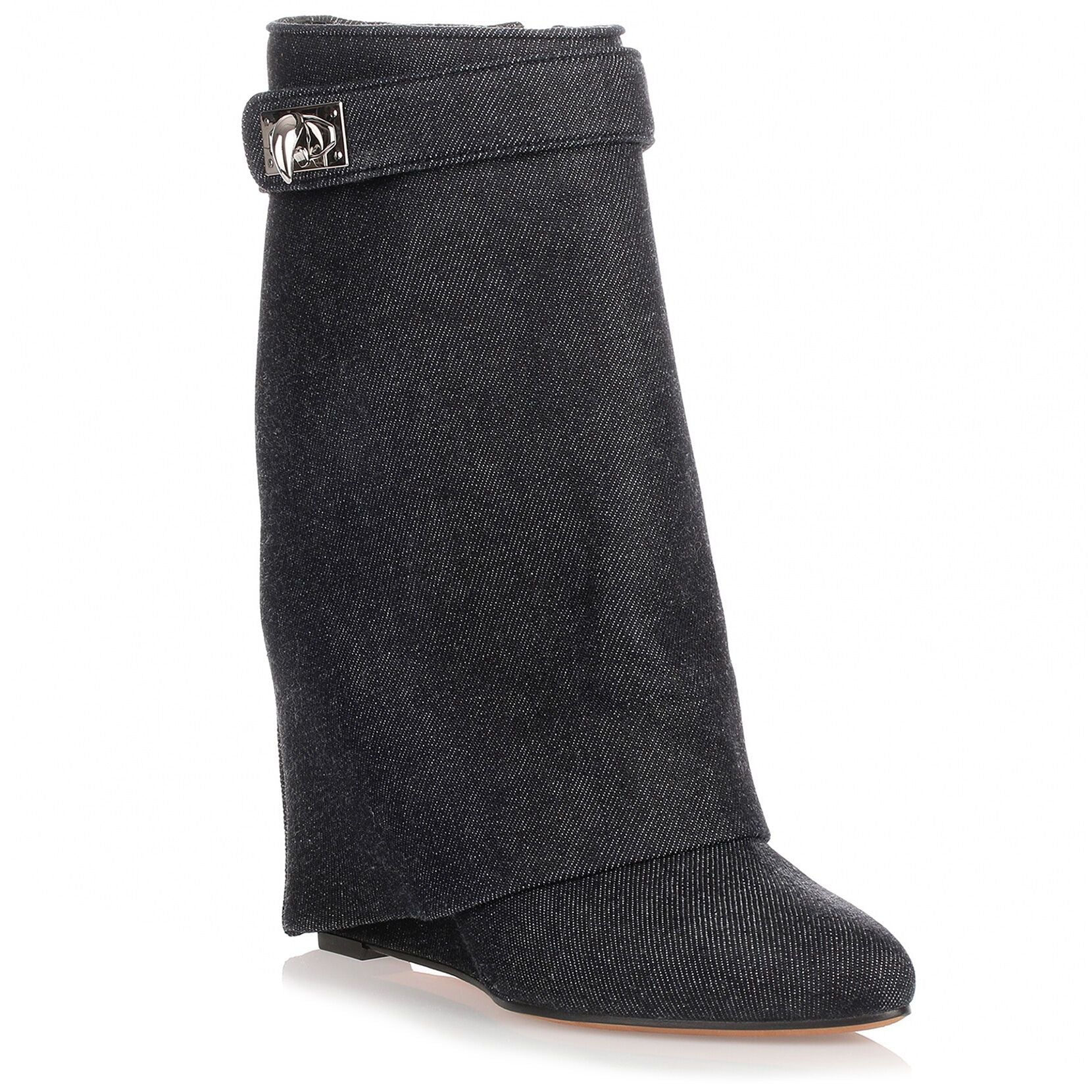 Fold-over denim shark lock ankle boot - Image 2