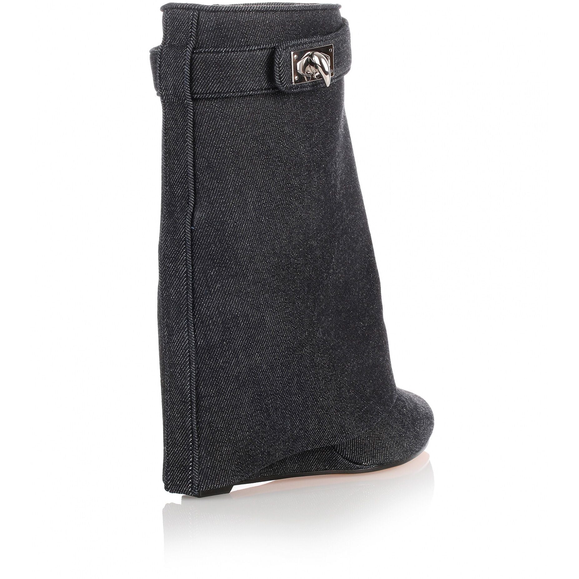 Fold-over denim shark lock ankle boot - Image 3