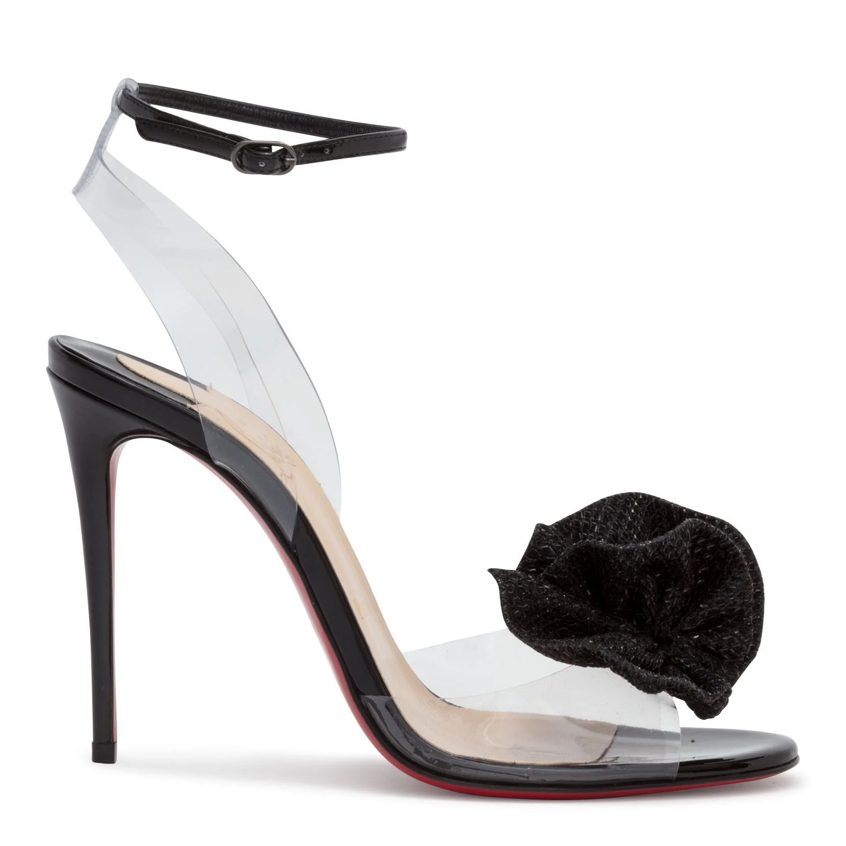 Fossiliza 100 Black Patent And Transparent PVC Sandals