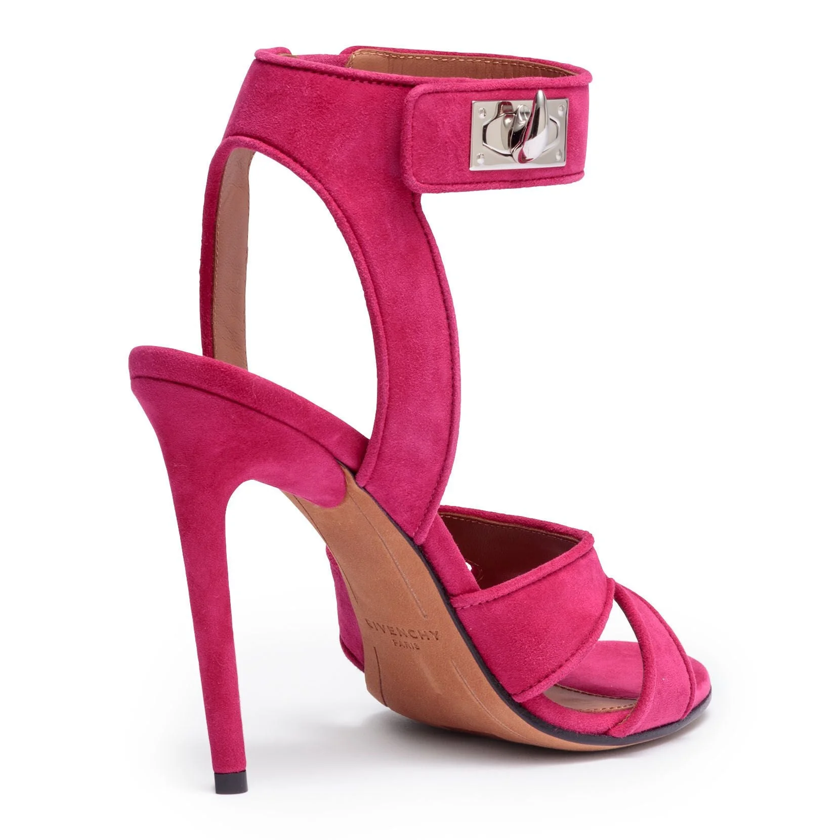 Fucshia suede sandals shark lock sandals - Image 3