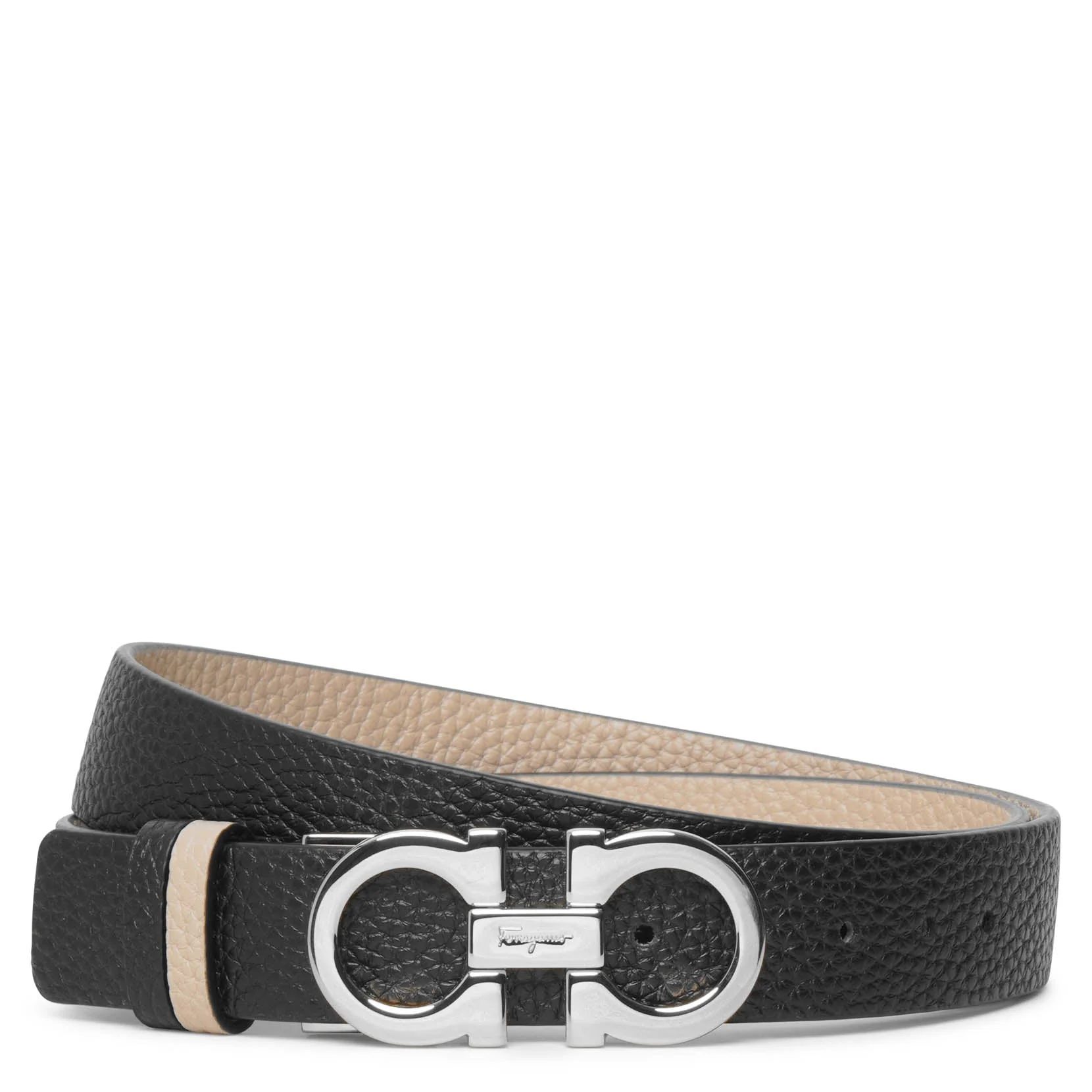 Gancini Reversable and Adjustable silver beige belt - Image 3