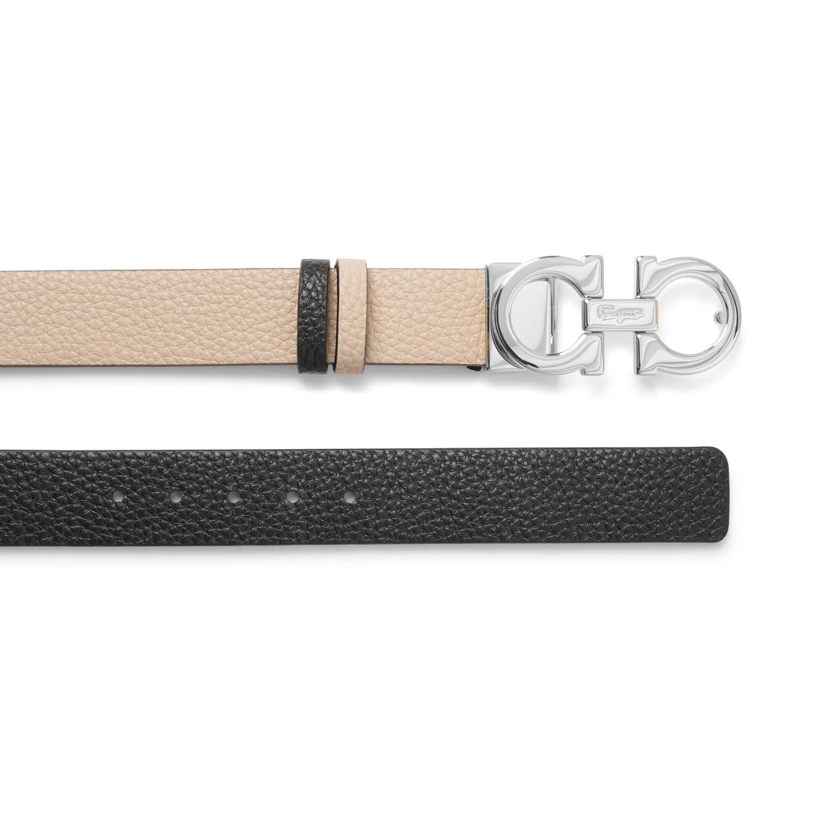 Gancini Reversable and Adjustable silver beige belt - Image 4