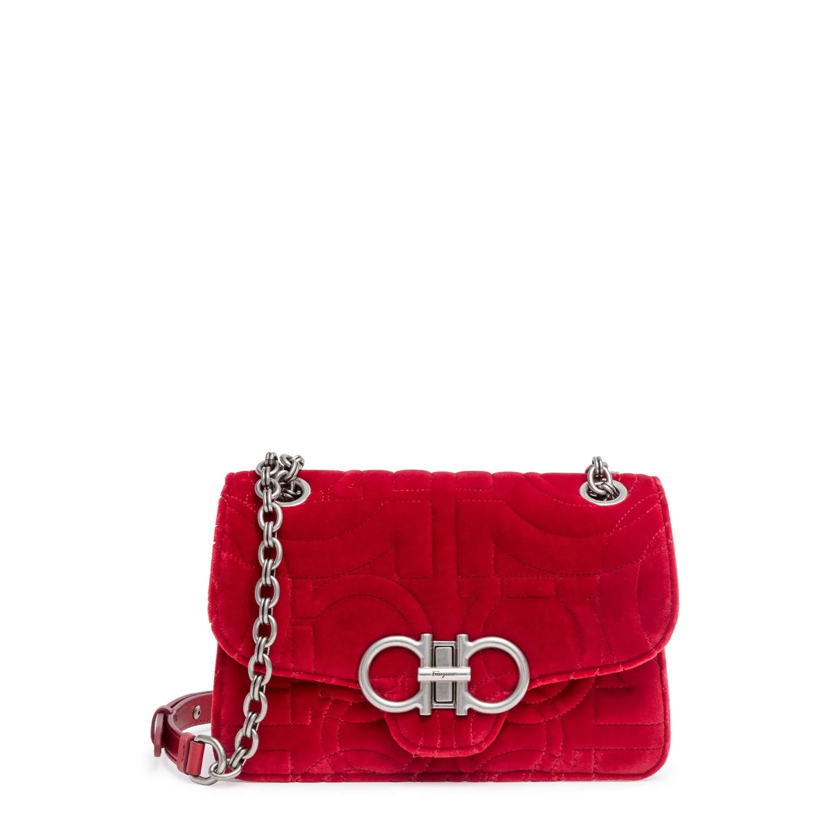 Gancino quilting red velvet leather bag - Image 2
