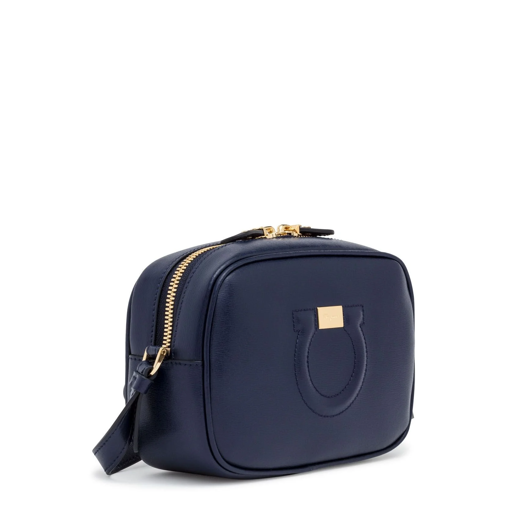 Gancio City Dark Blue Leather Shoulder Bag