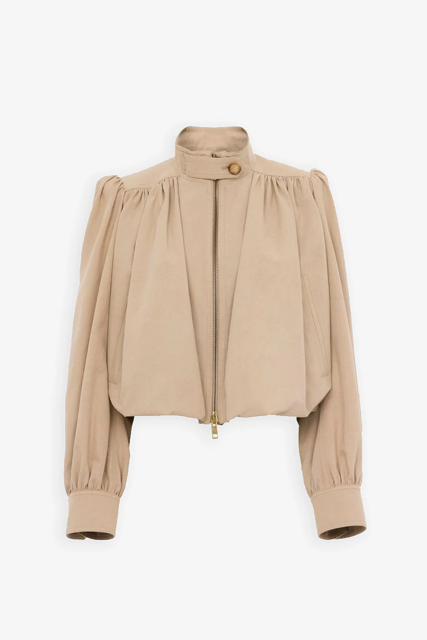 Gathered cropped cotton jacket