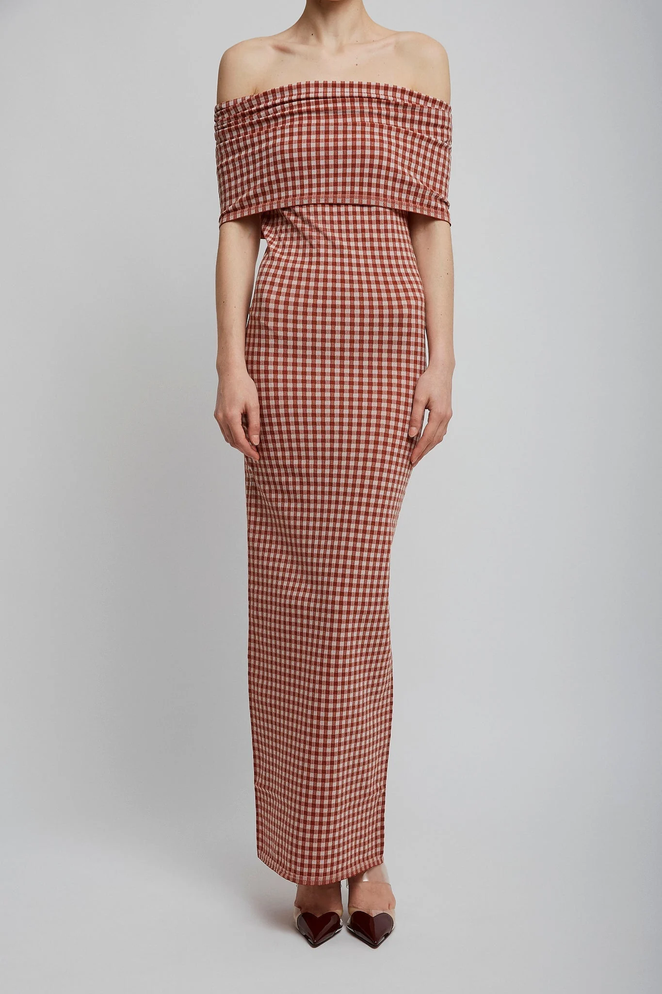 Gingham off-shoulder knit dress - Image 5