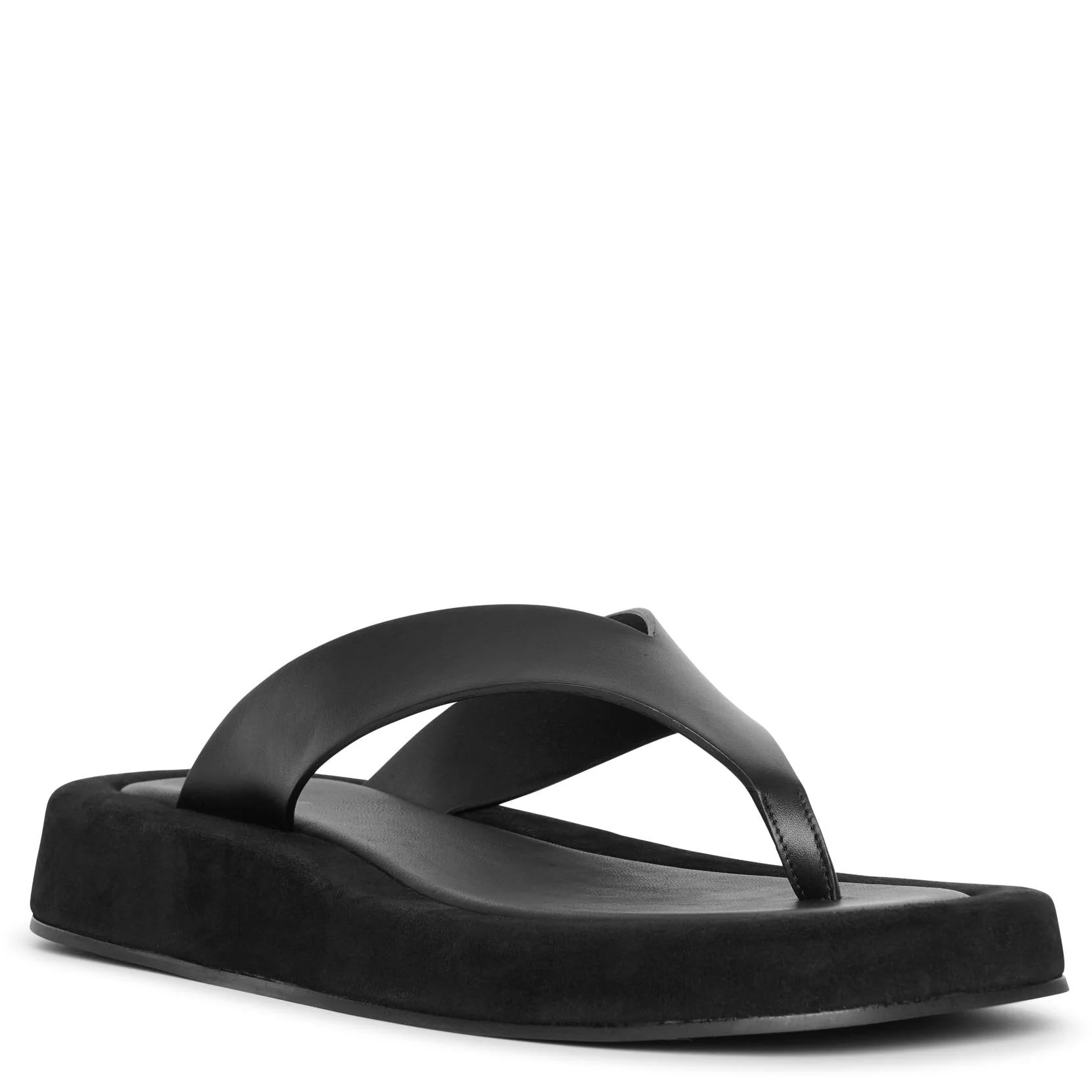 Ginza leather and suede platform flip flops - Image 3