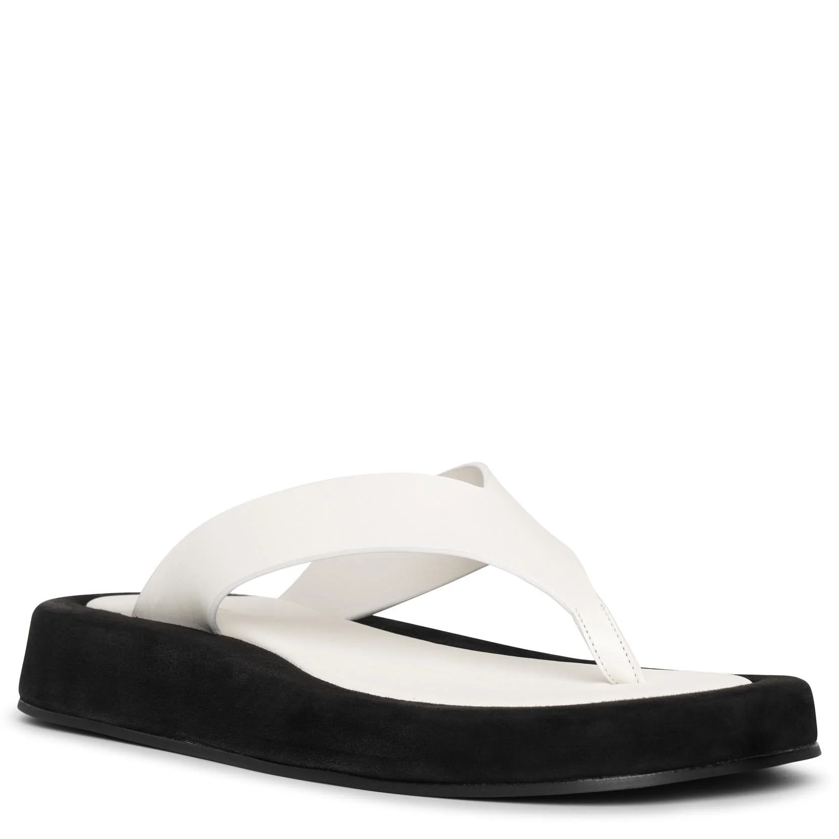 Ginza two-tone leather and suede platform flip flops - Image 3