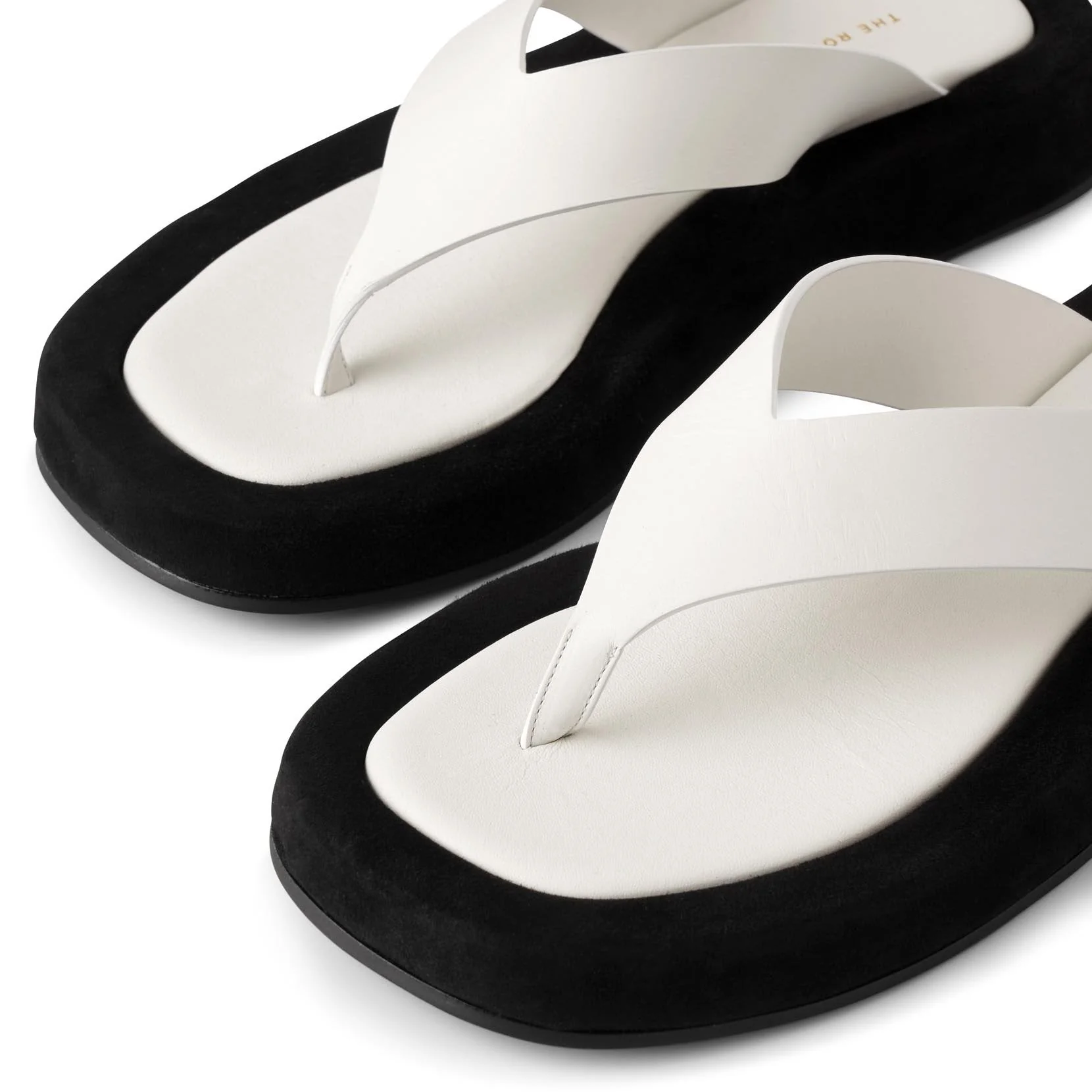 Ginza two-tone leather and suede platform flip flops - Image 5