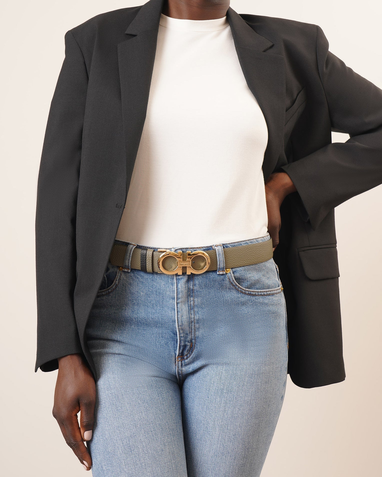 Grained leather 35mm reversible belt - Image 2