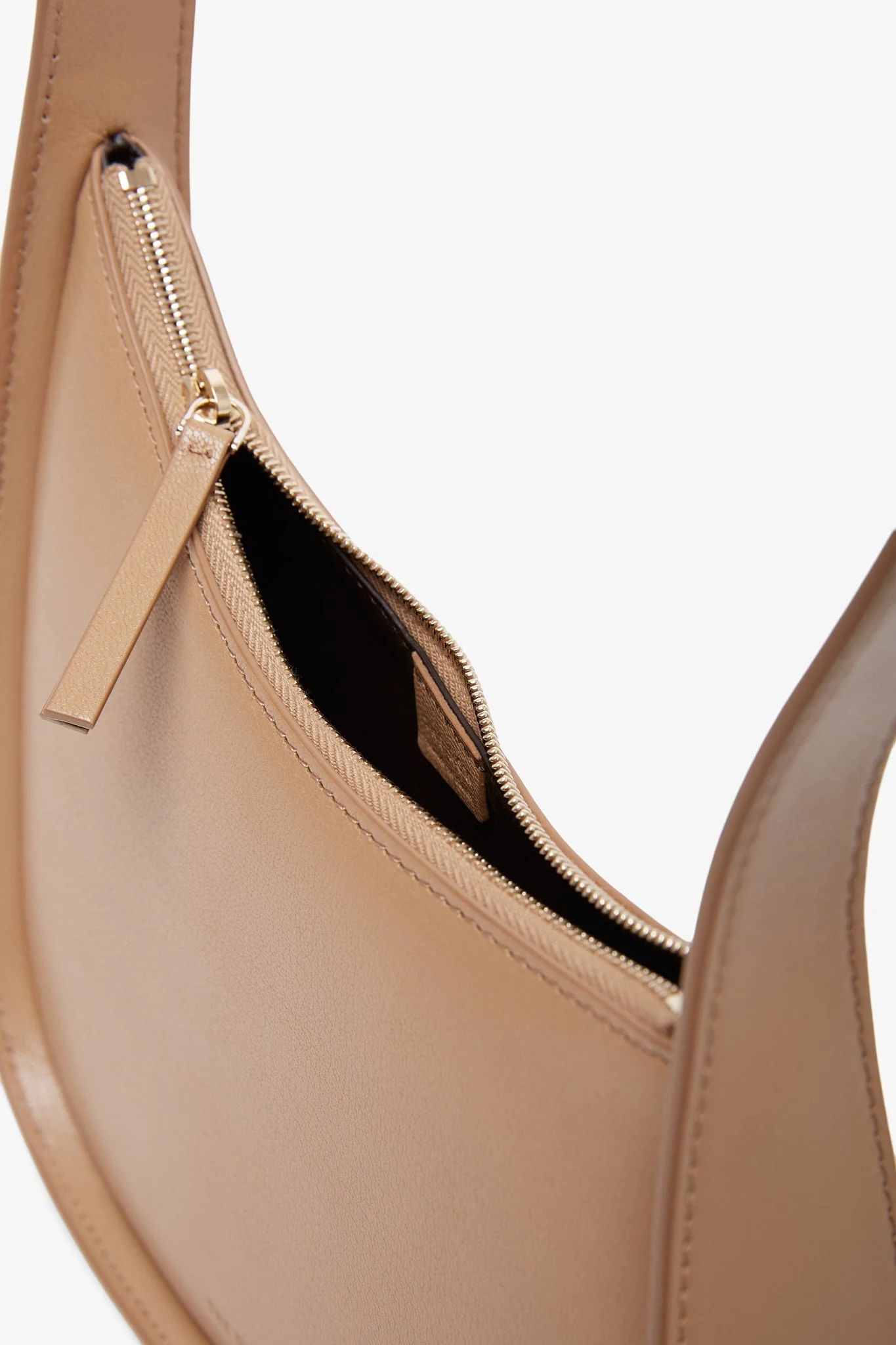 Half Moon beige leather bag - Image 4