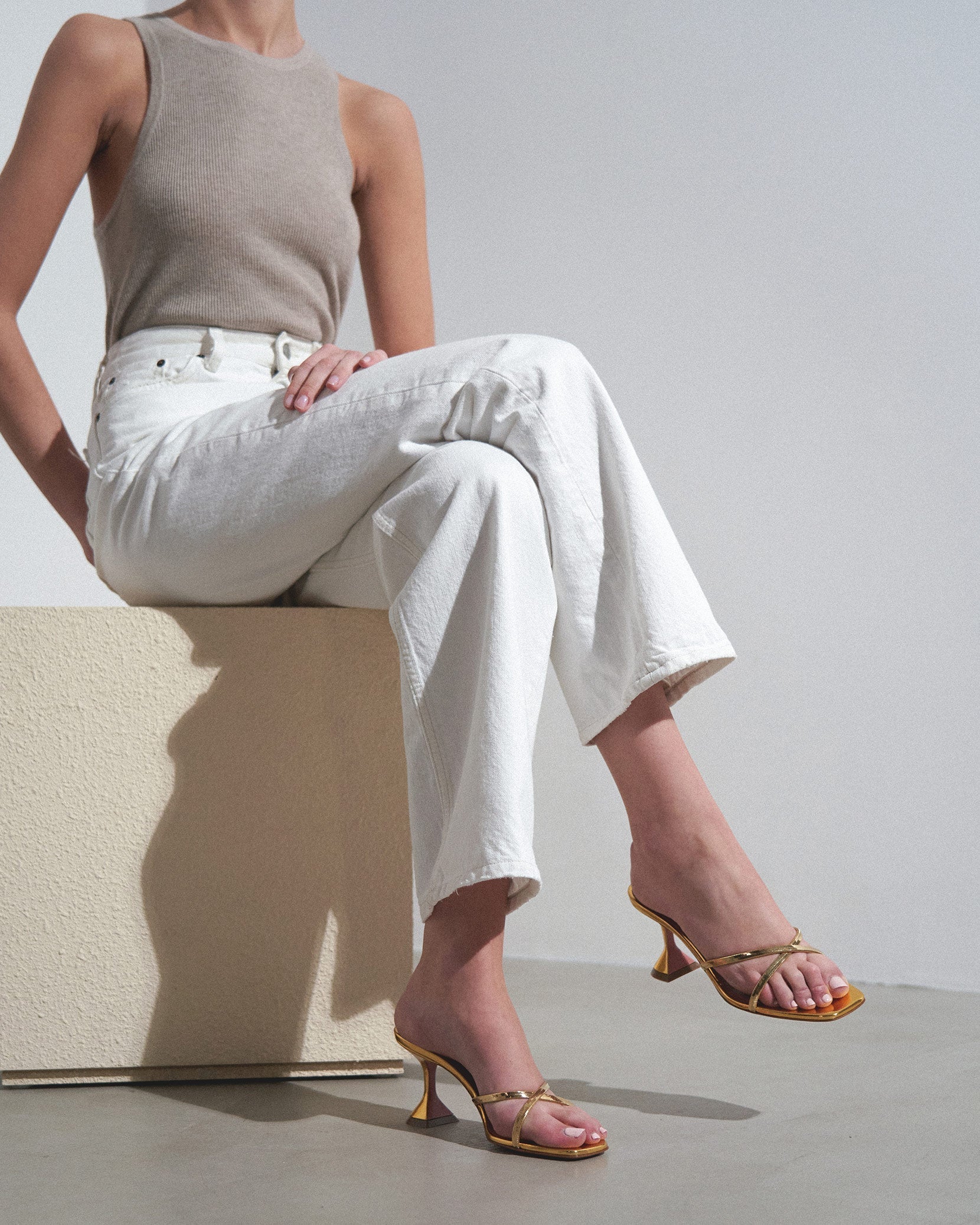 Henson 70 gold mirror sandals - Image 2