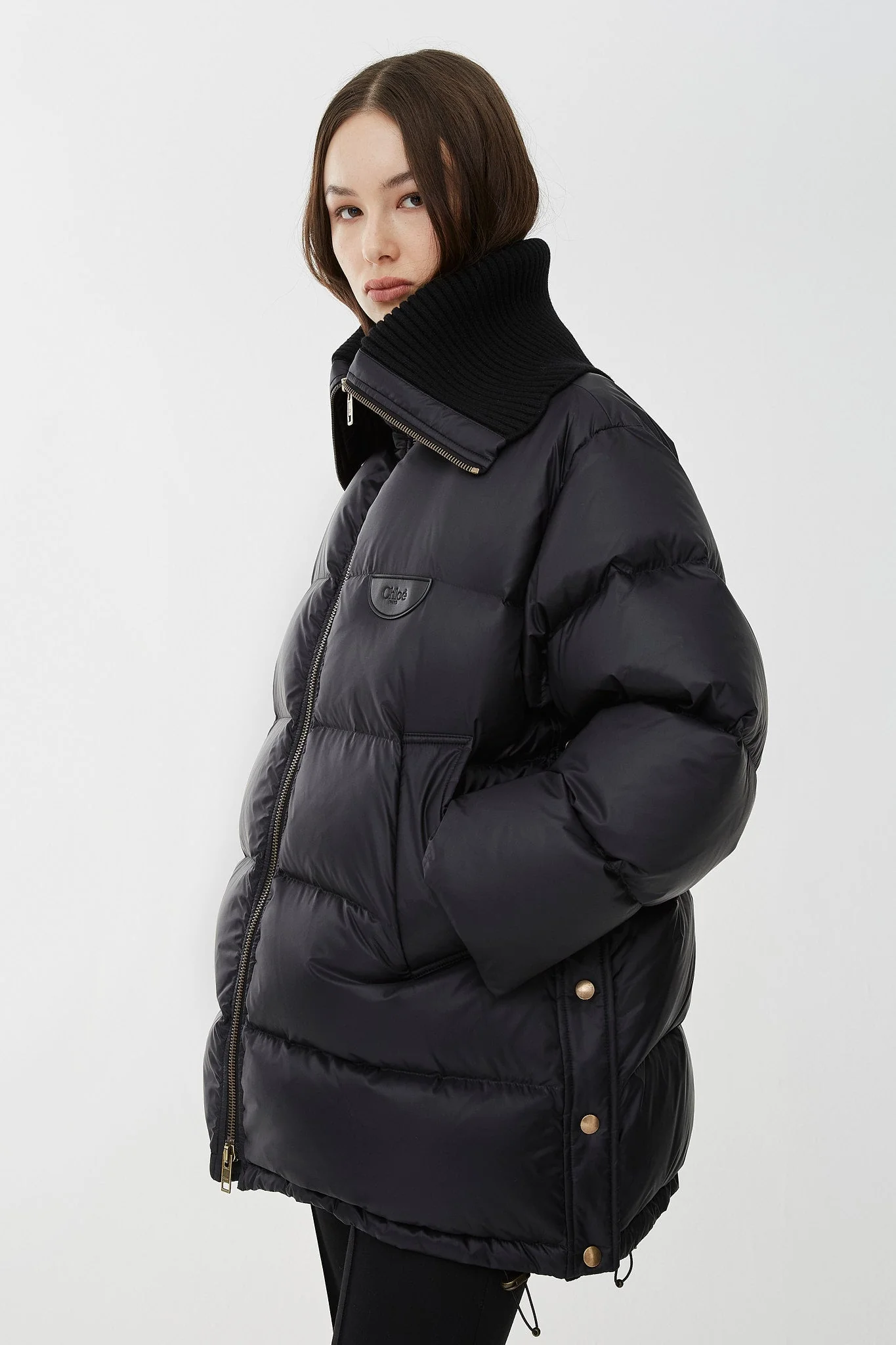 High-neck shiny nylon puffer jacket - Image 2