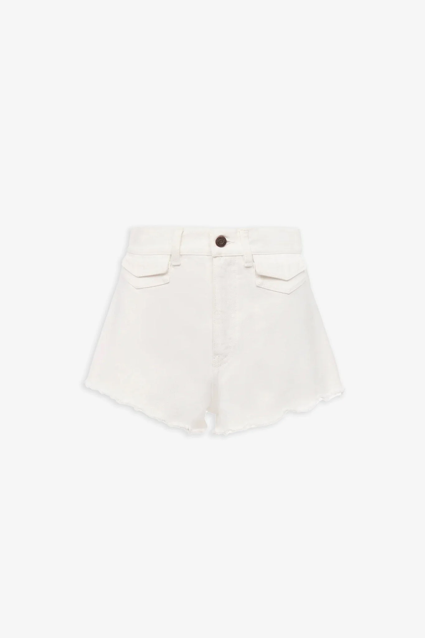 High rise white mini denim shorts