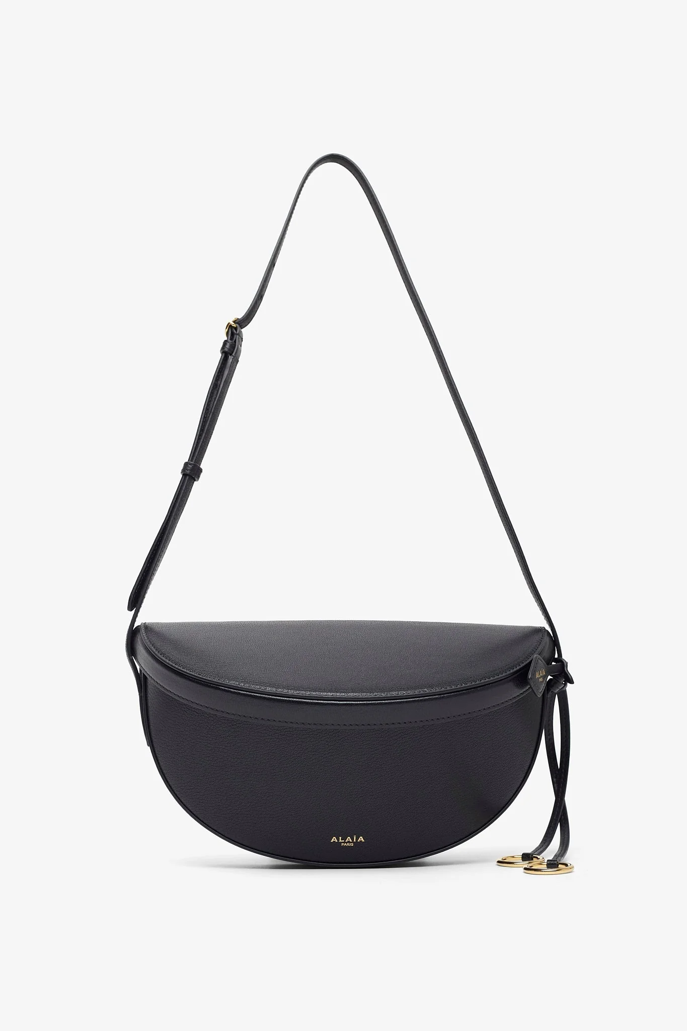 Hip east west black leather bag