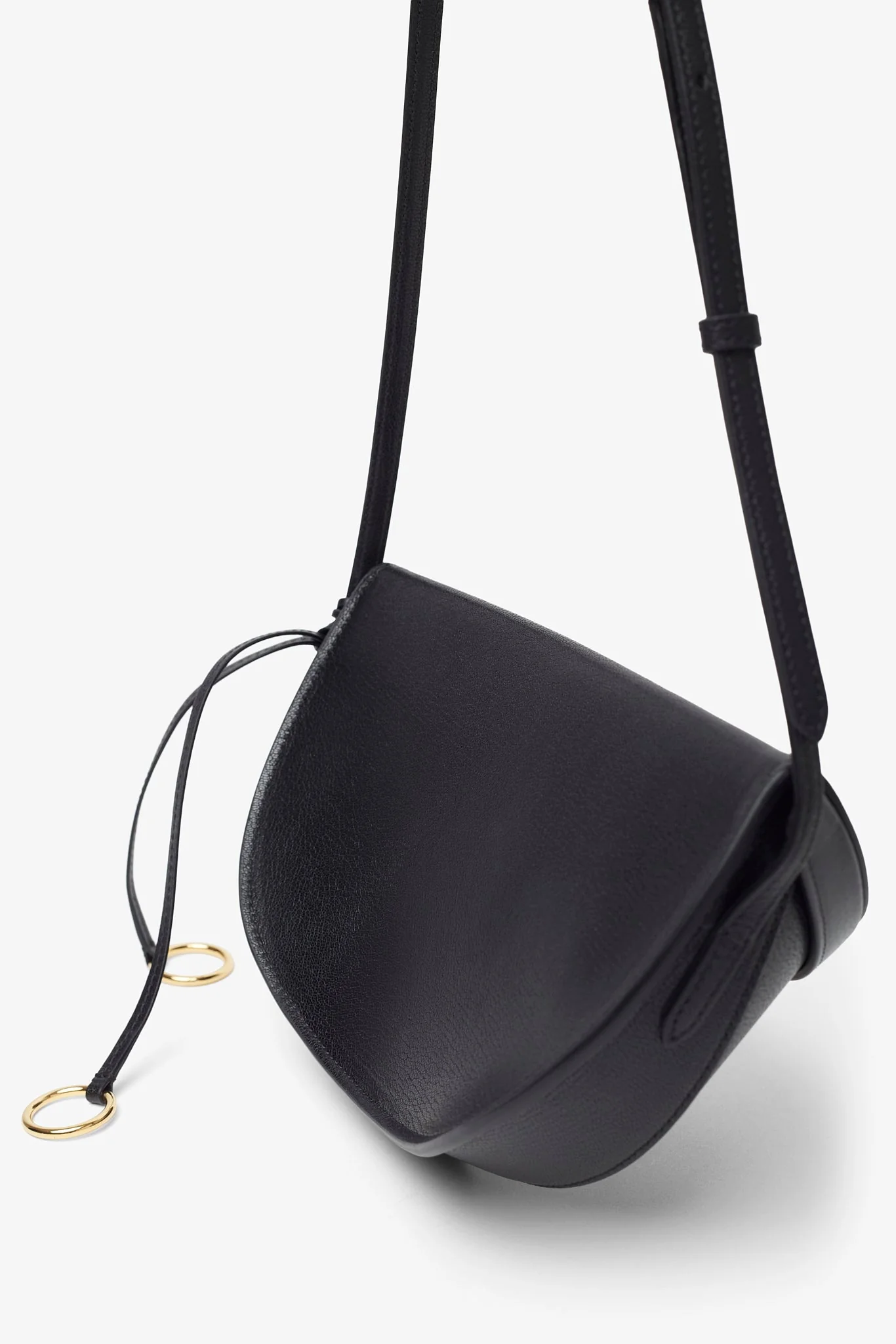 Hip east west black leather bag - Image 5