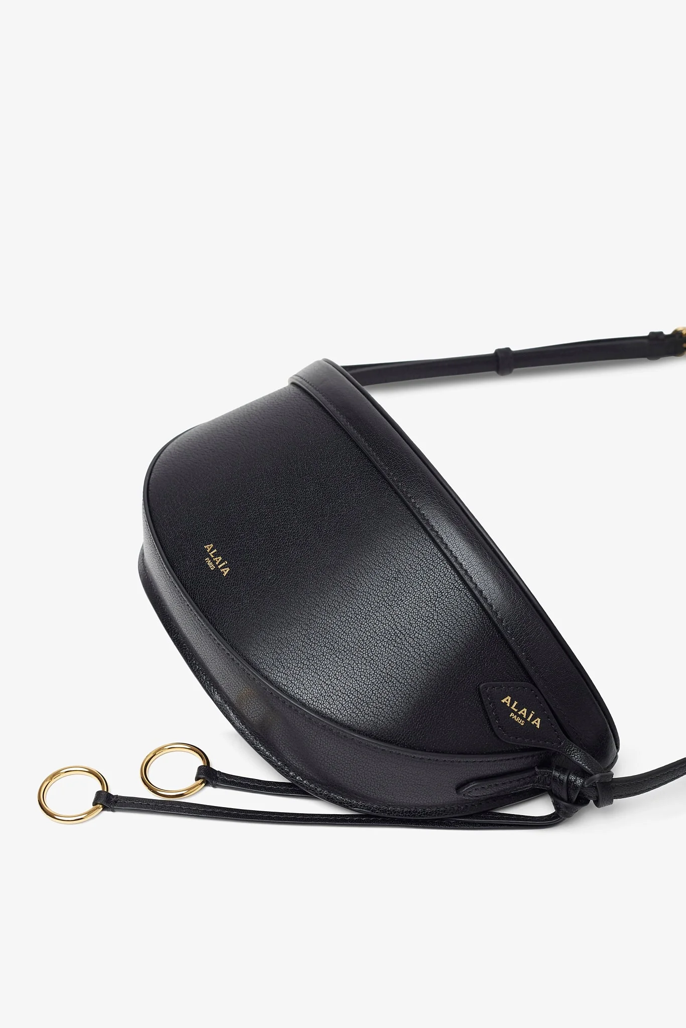 Hip east west black leather bag - Image 6