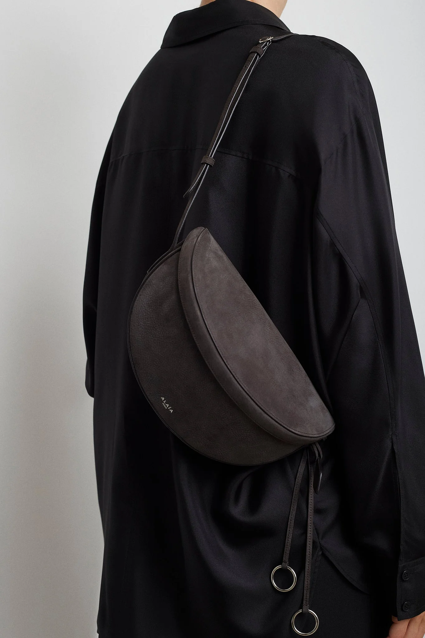 Hip east west grey nubuck bag - Image 2
