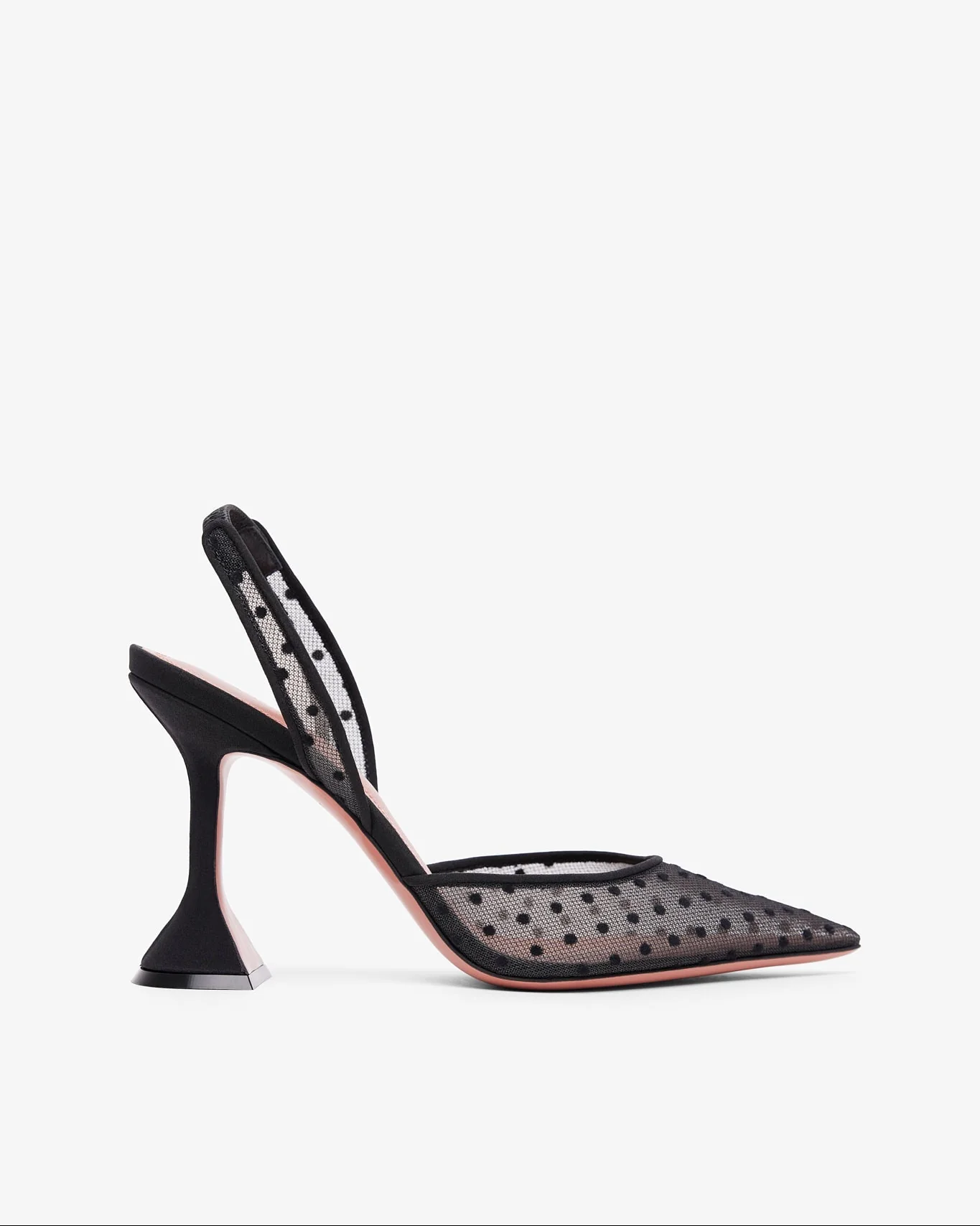 Holli 95 black polka dot lace slingbacks