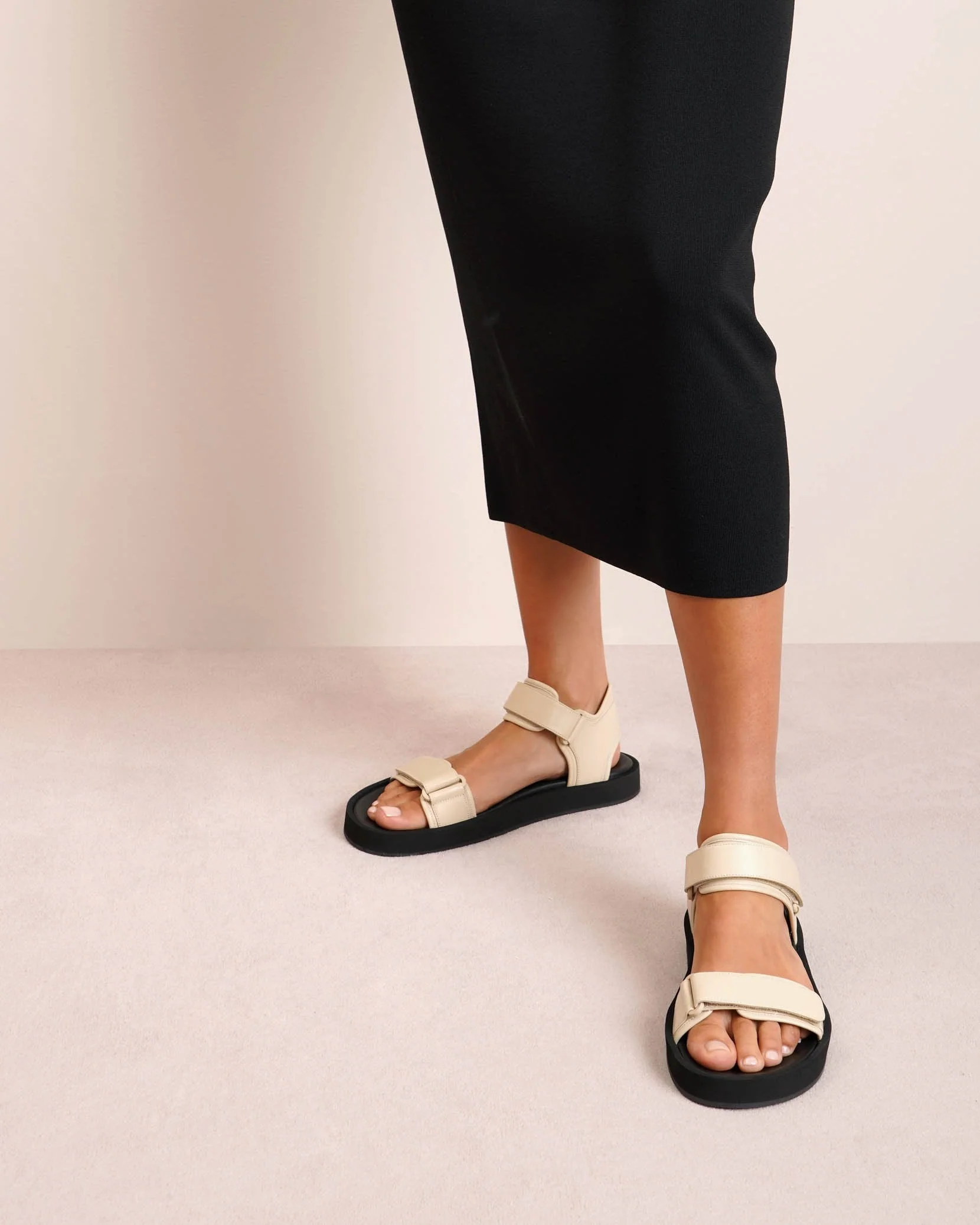 Hook and Loop cream leather sandals - Image 2
