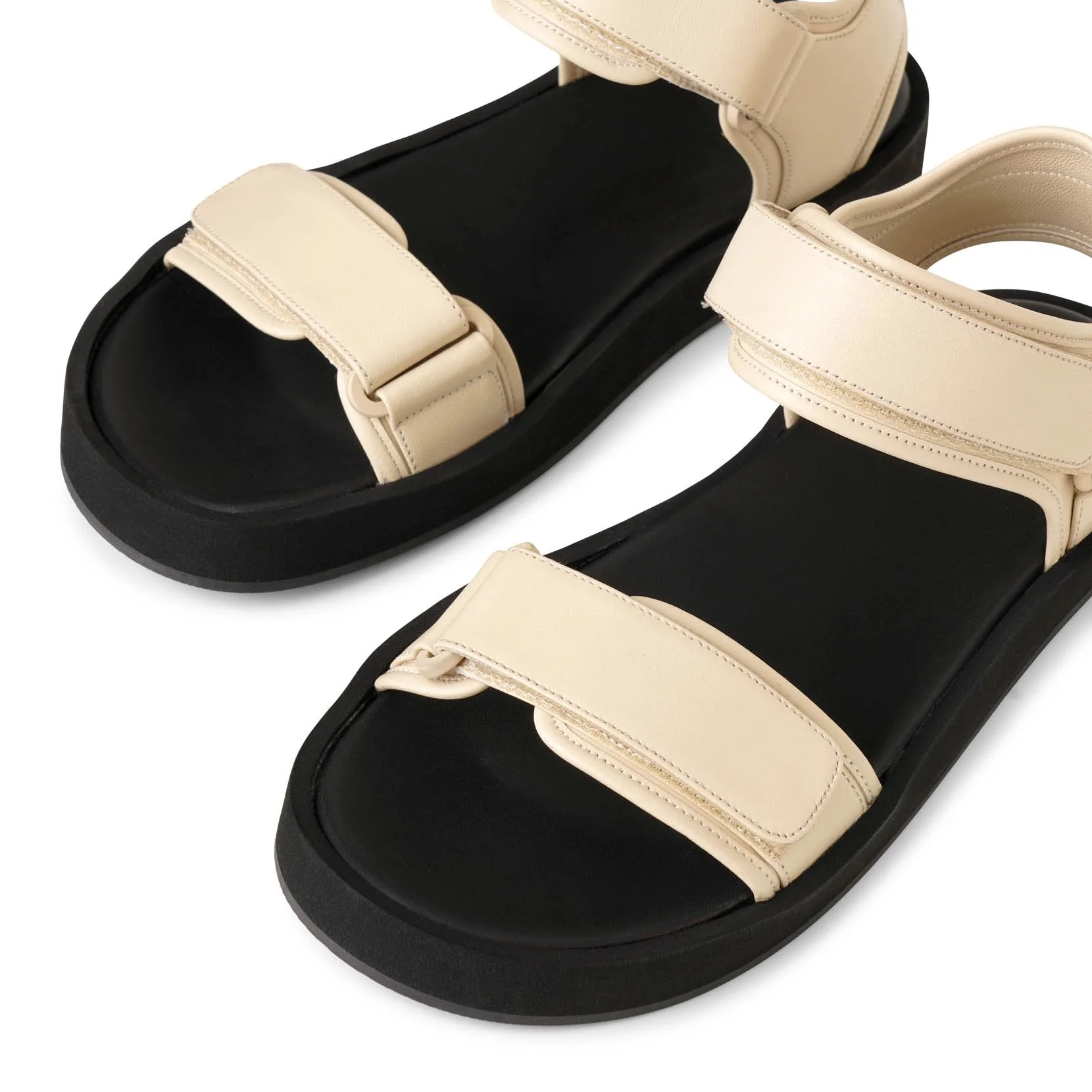 Hook and Loop cream leather sandals - Image 5