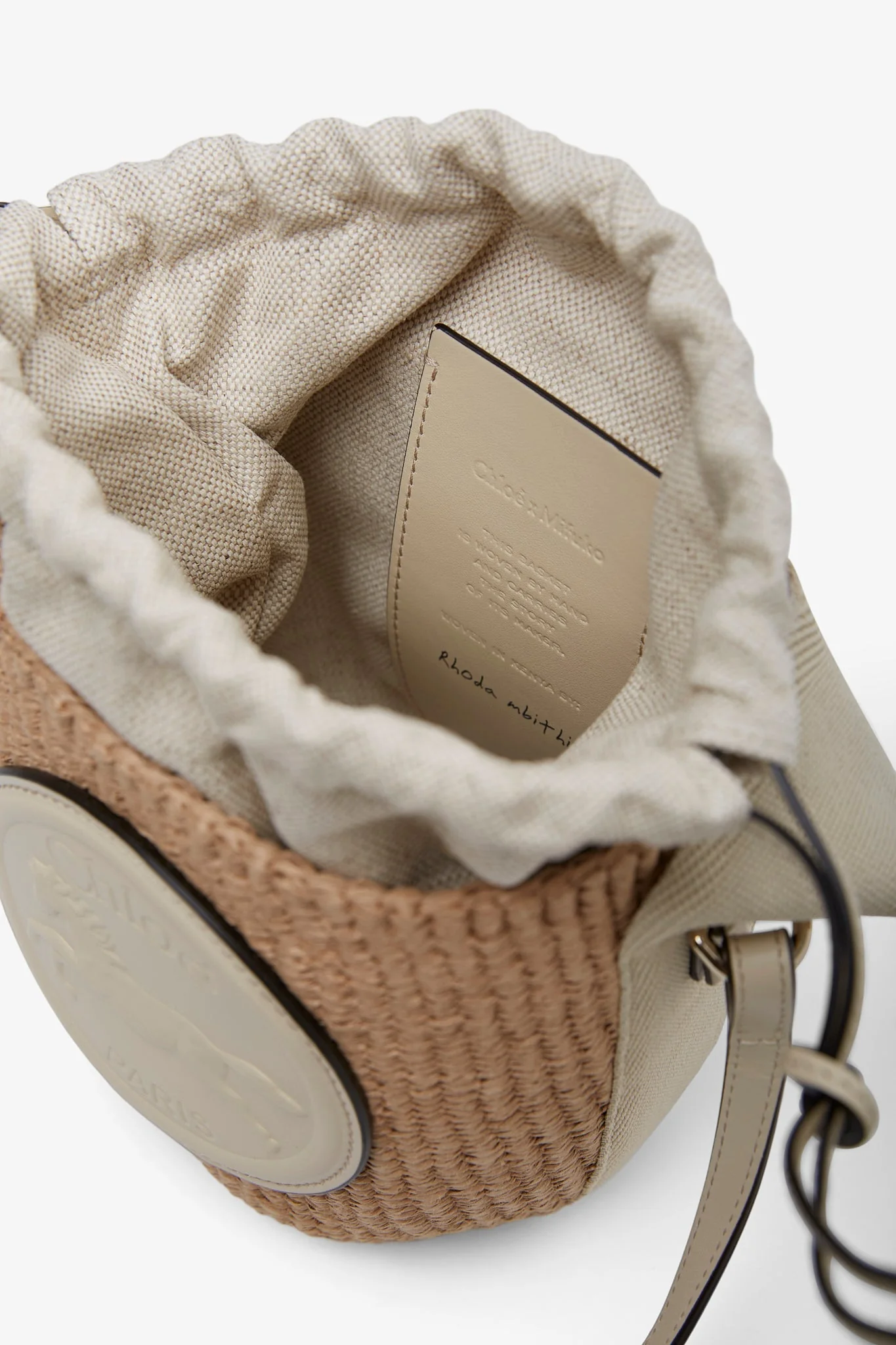 Horse medal ivory raffia bucket bag - Image 5