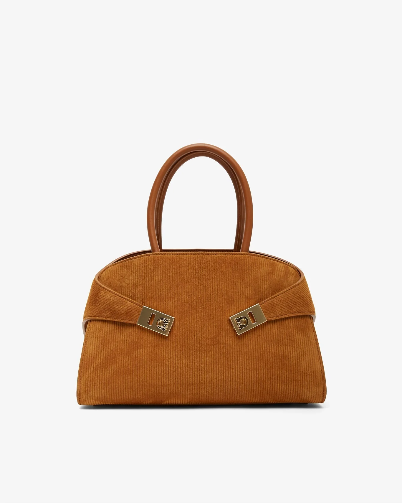 Hug S light brown suede top handle bag
