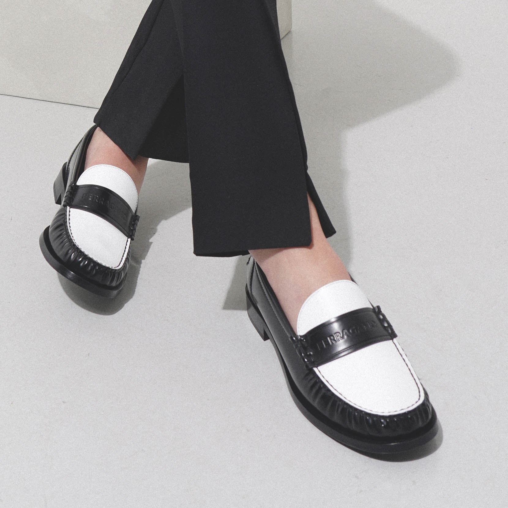 Irina black and white leather loafers - Image 6