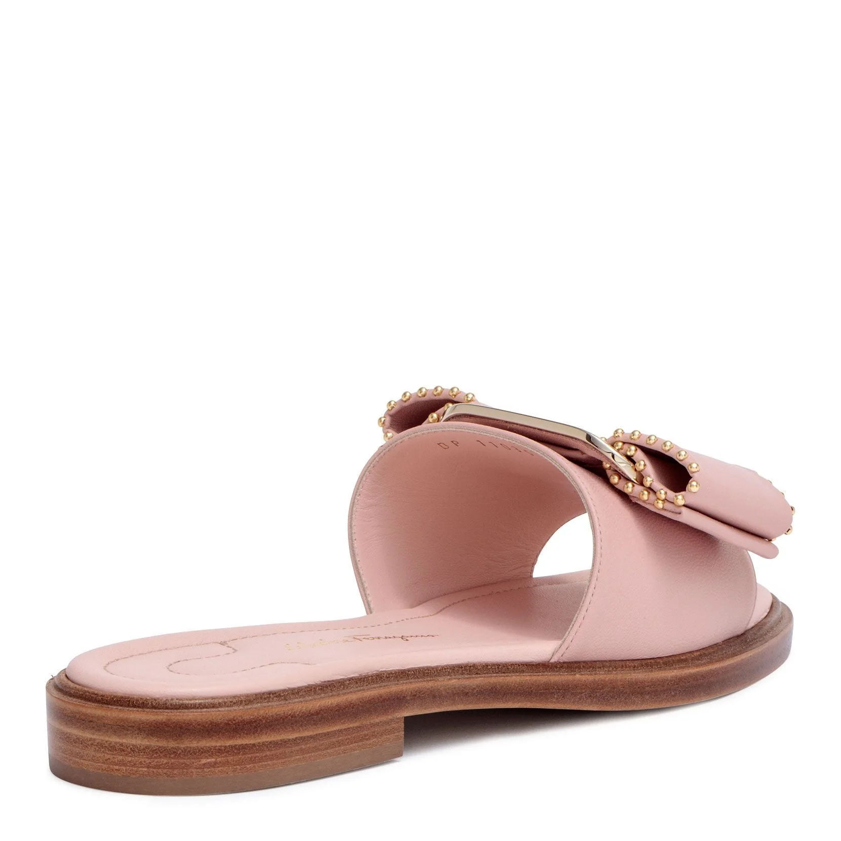Isera pink leather studded bow slide sandals - Image 3
