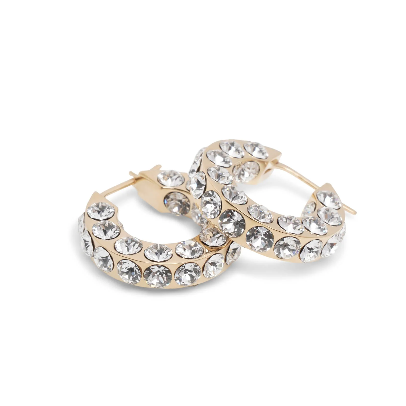 Jah hoop small white and gold crystal earrings - Image 3